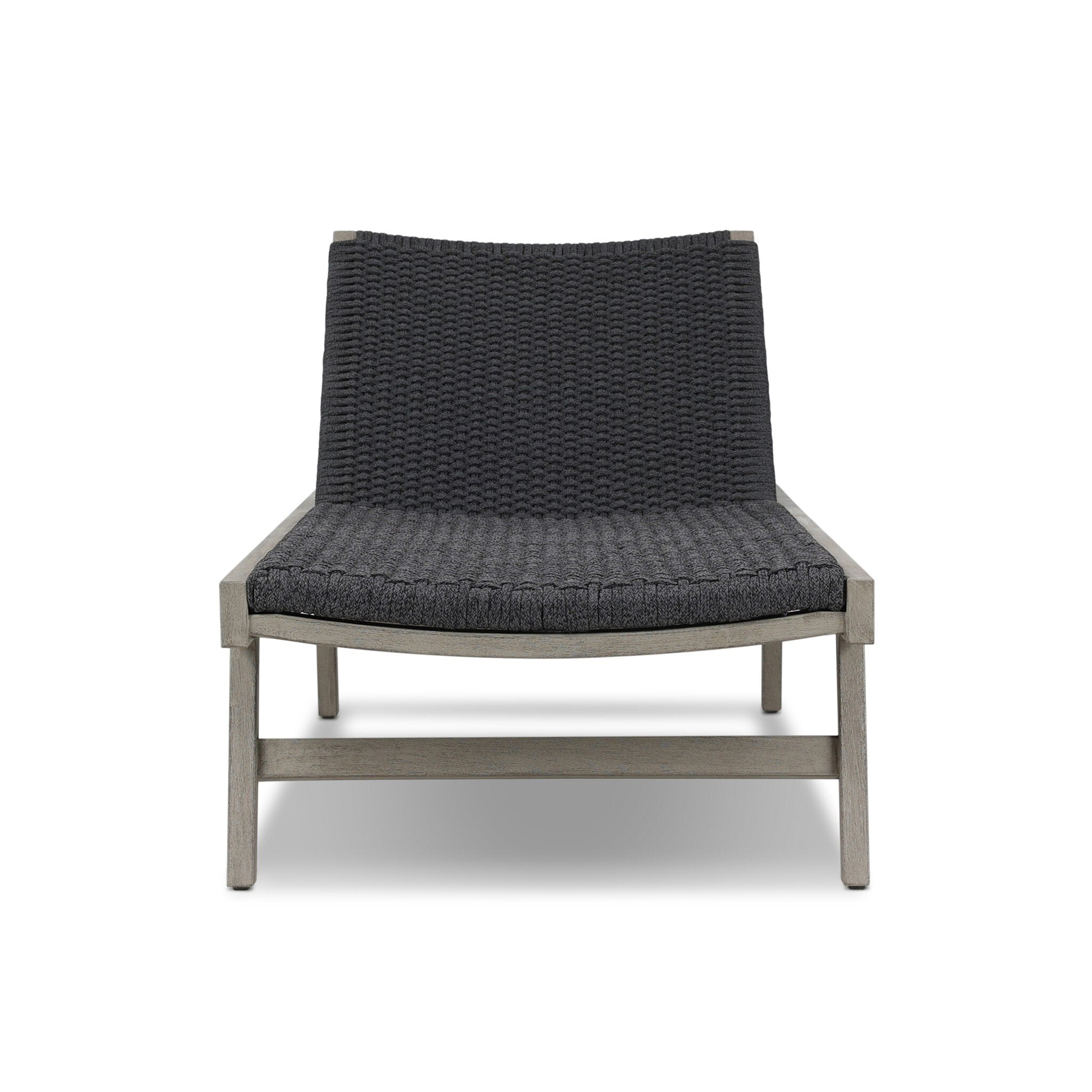 Four Hands Delano Outdoor Chaise — Weathered Grey-FSC-Thick Dark Grey Rope