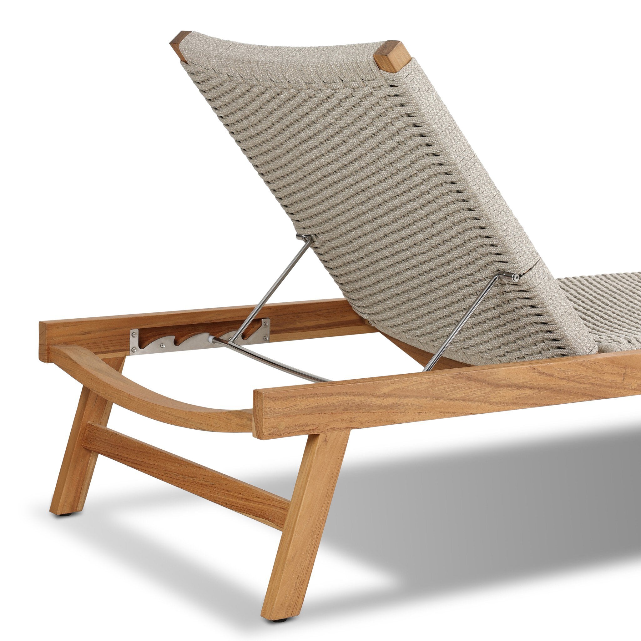 Four Hands Delano Outdoor Chaise — Natural Teak-FSC-Ivory Rope