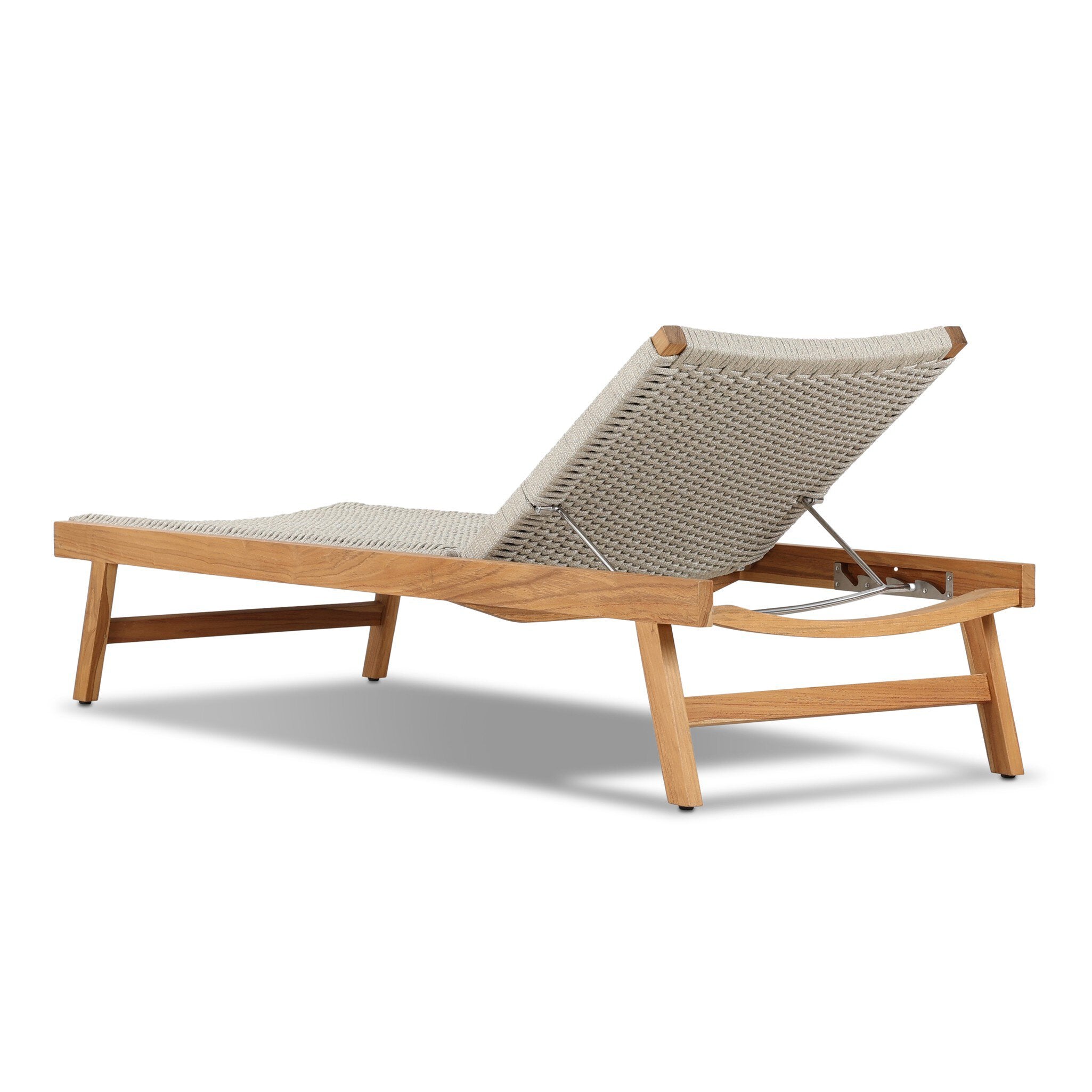 Four Hands Delano Outdoor Chaise — Natural Teak-FSC-Ivory Rope