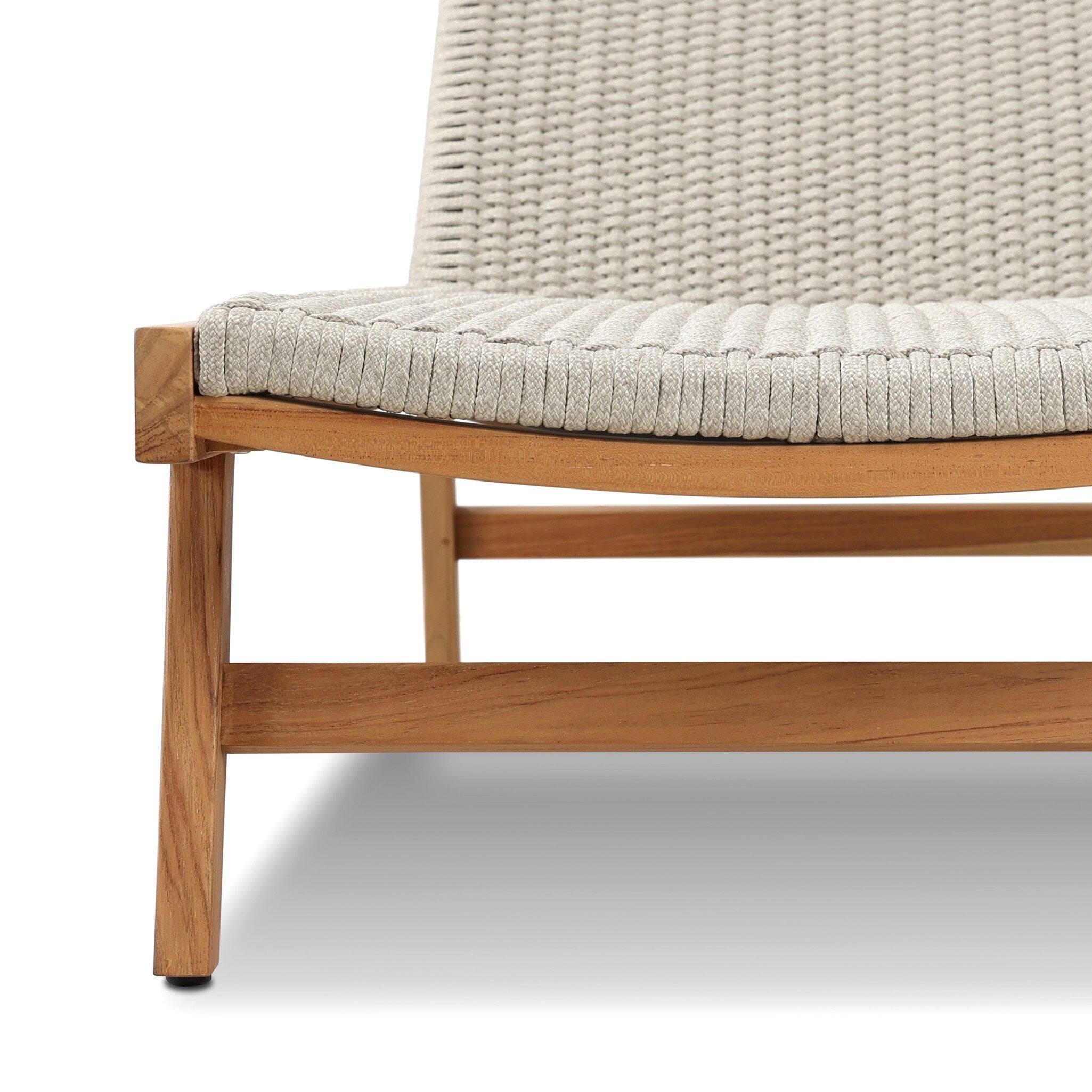 Four Hands Delano Outdoor Chaise — Natural Teak-FSC-Ivory Rope