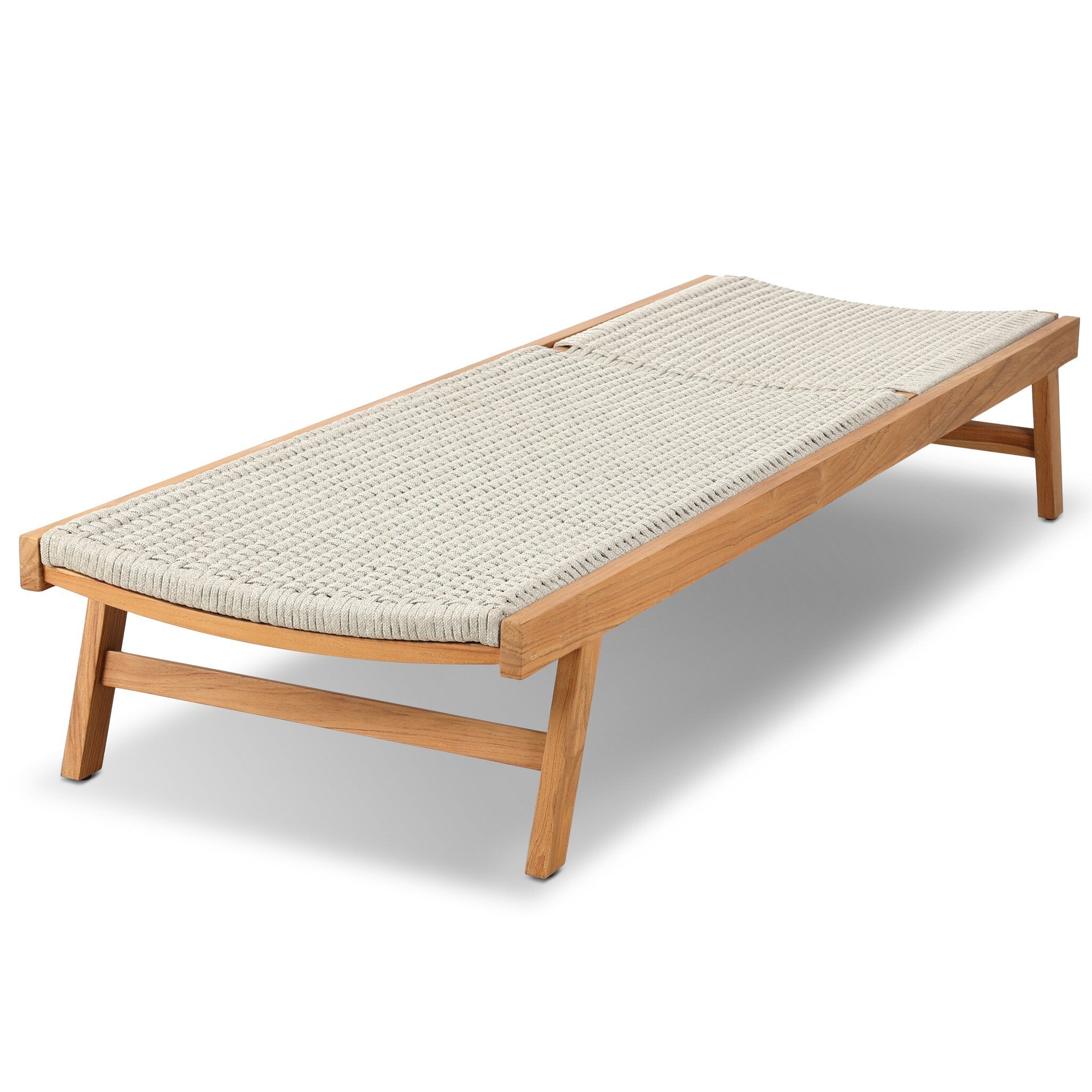 Four Hands Delano Outdoor Chaise — Natural Teak-FSC-Ivory Rope