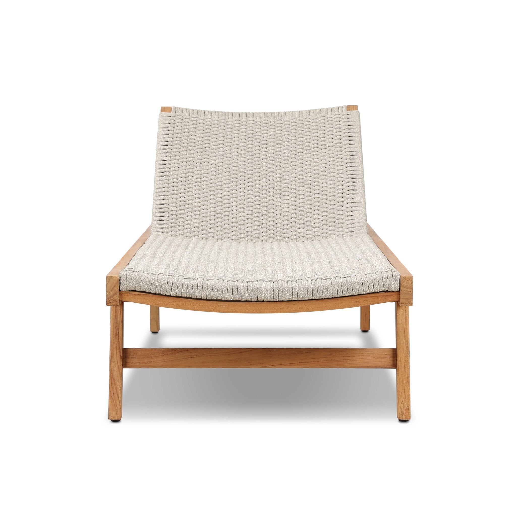 Four Hands Delano Outdoor Chaise — Natural Teak-FSC-Ivory Rope