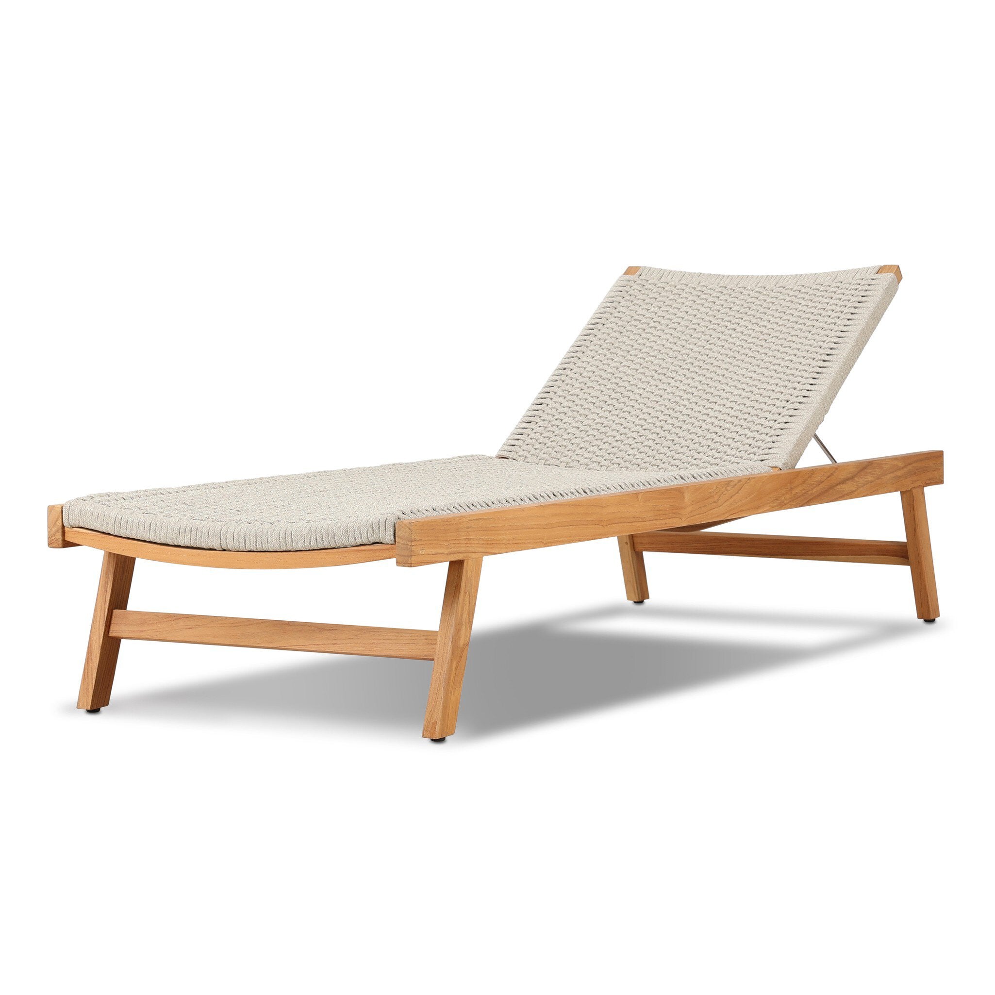 Four Hands Delano Outdoor Chaise — Natural Teak-FSC-Ivory Rope