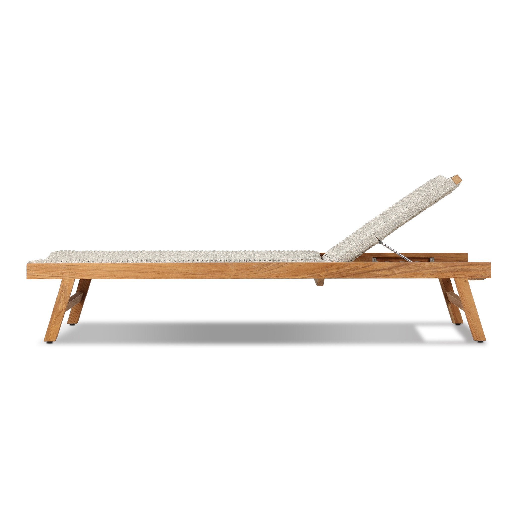Four Hands Delano Outdoor Chaise — Natural Teak-FSC-Ivory Rope