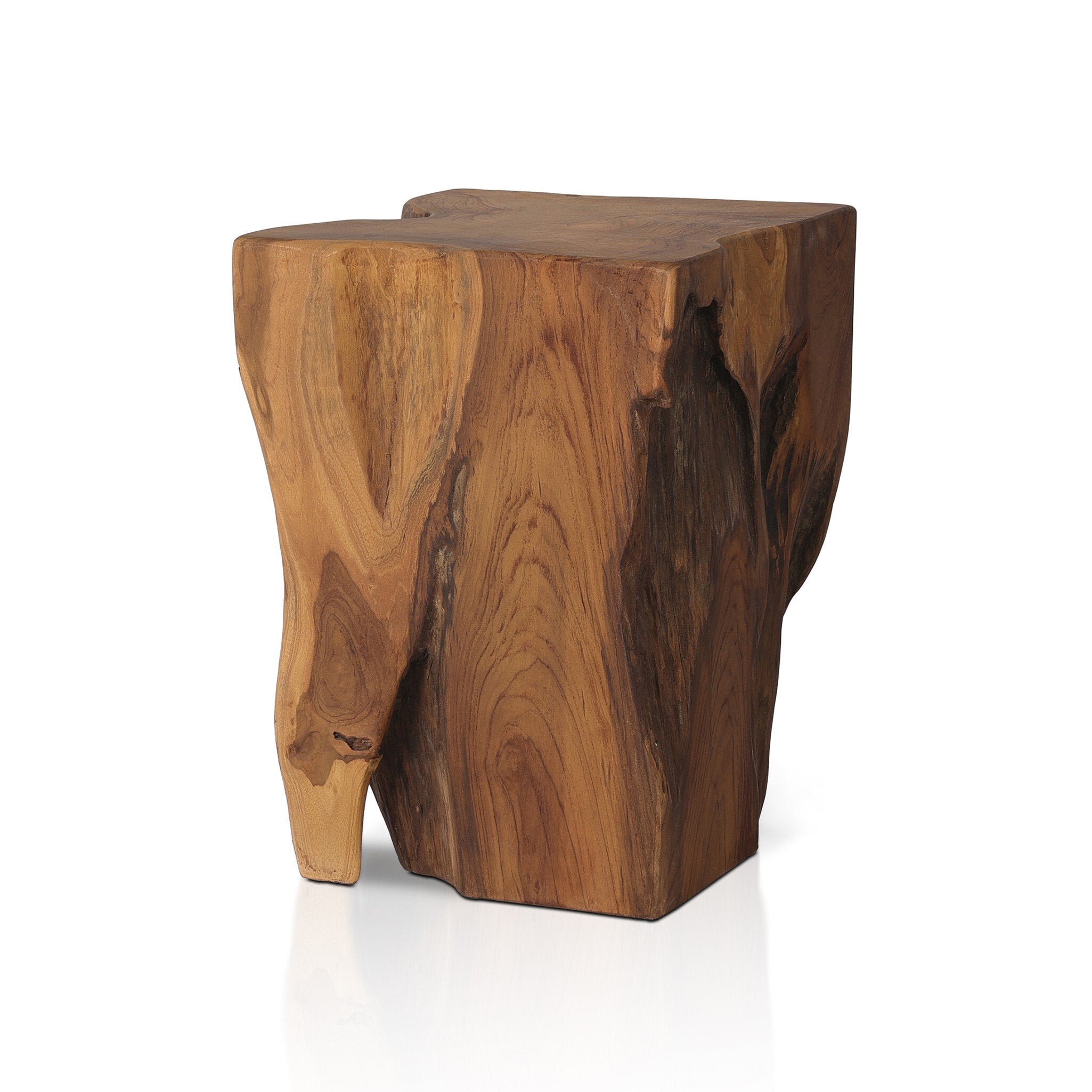 Four Hands Teak Square Stool — Aged Natural Teak