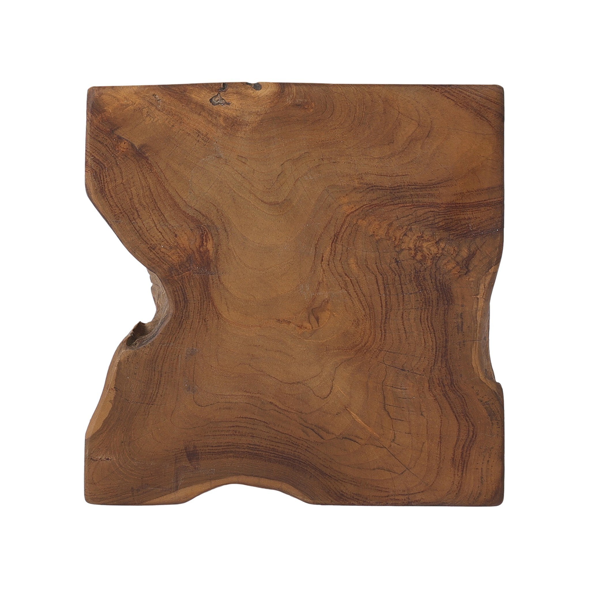 Four Hands Teak Square Stool — Aged Natural Teak