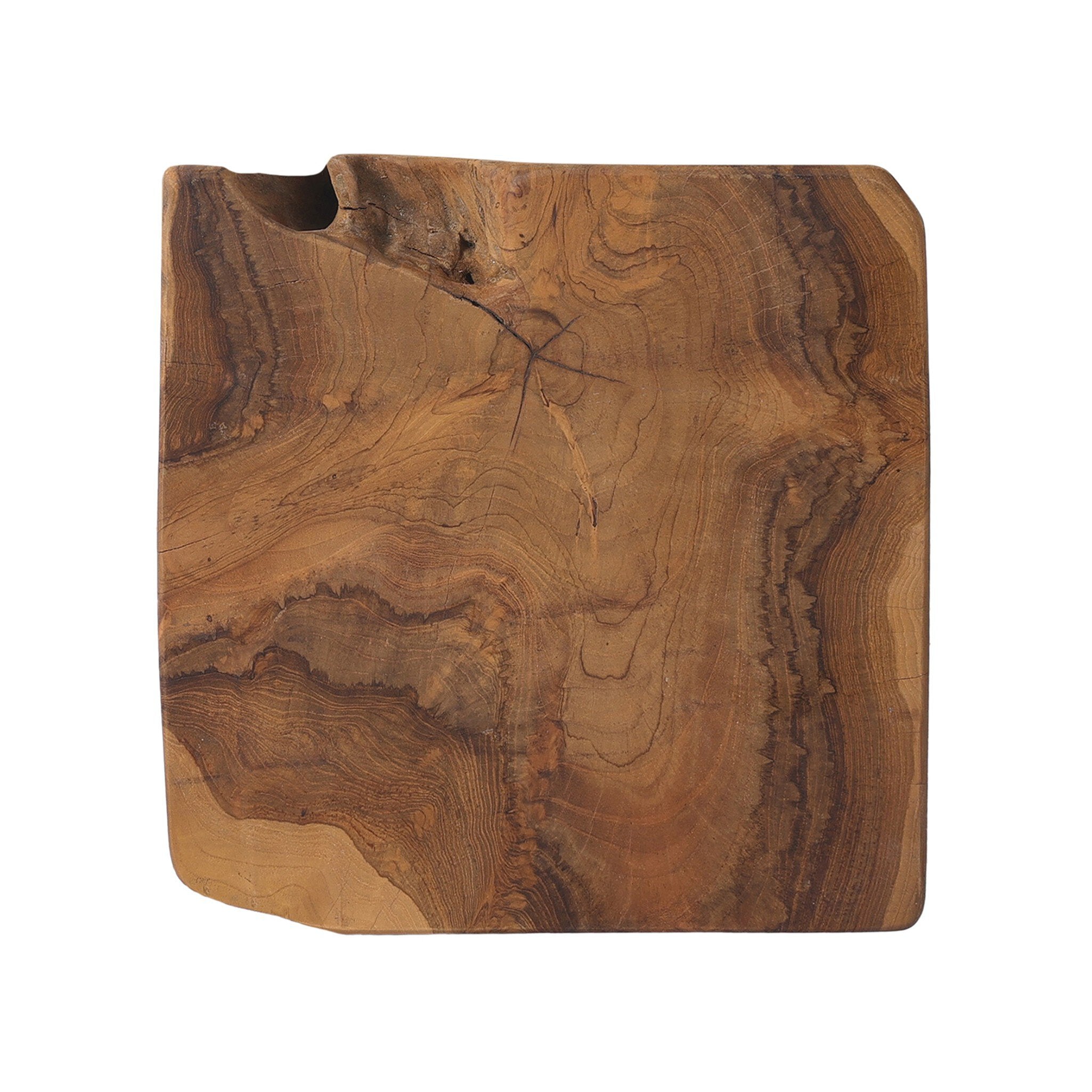 Four Hands Teak Square Stool — Aged Natural Teak