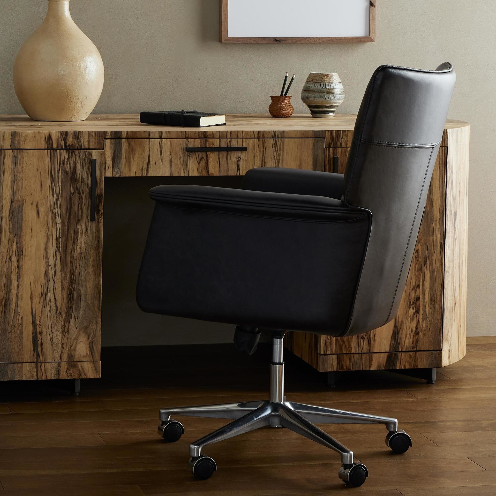 Four Hands Humphrey Desk Chair — Sonoma Black-Polished Aluminum