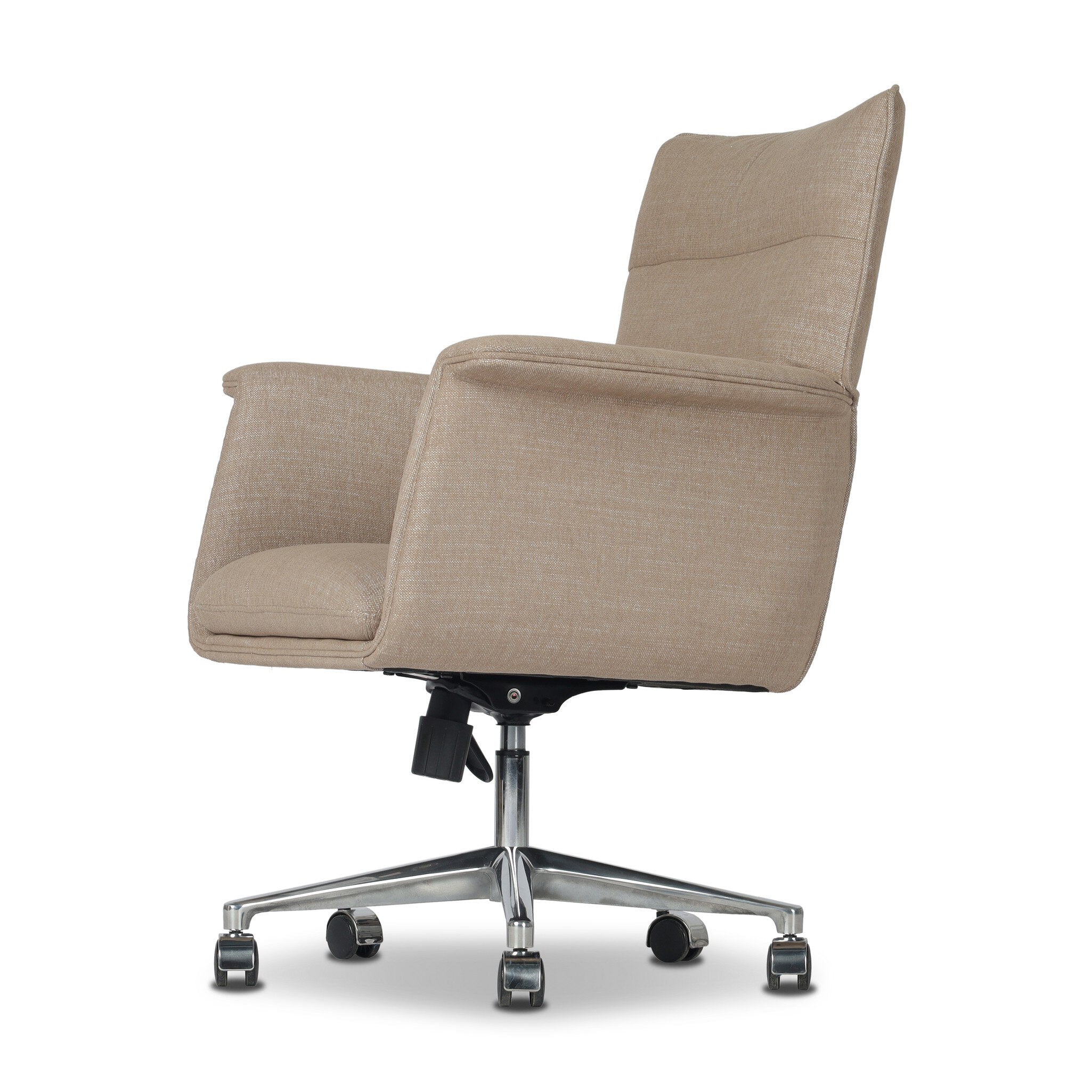 Four Hands Humphrey Desk Chair — Crypton Nomad Taupe-Polished Aluminum