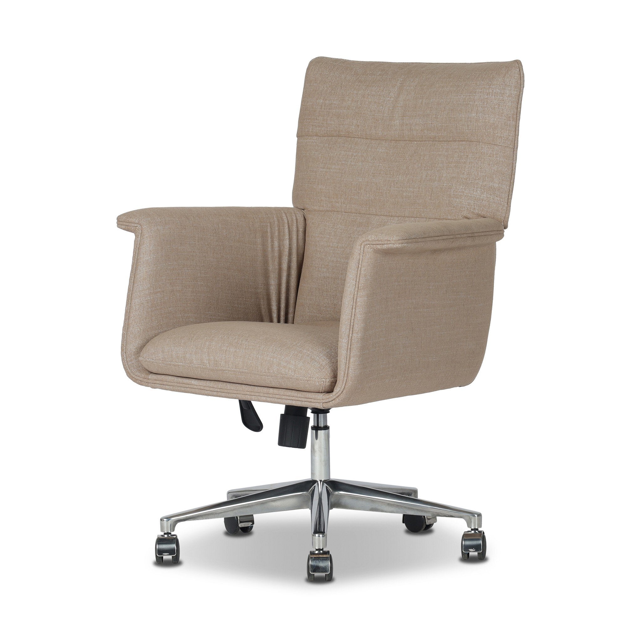 Four Hands Humphrey Desk Chair — Crypton Nomad Taupe-Polished Aluminum