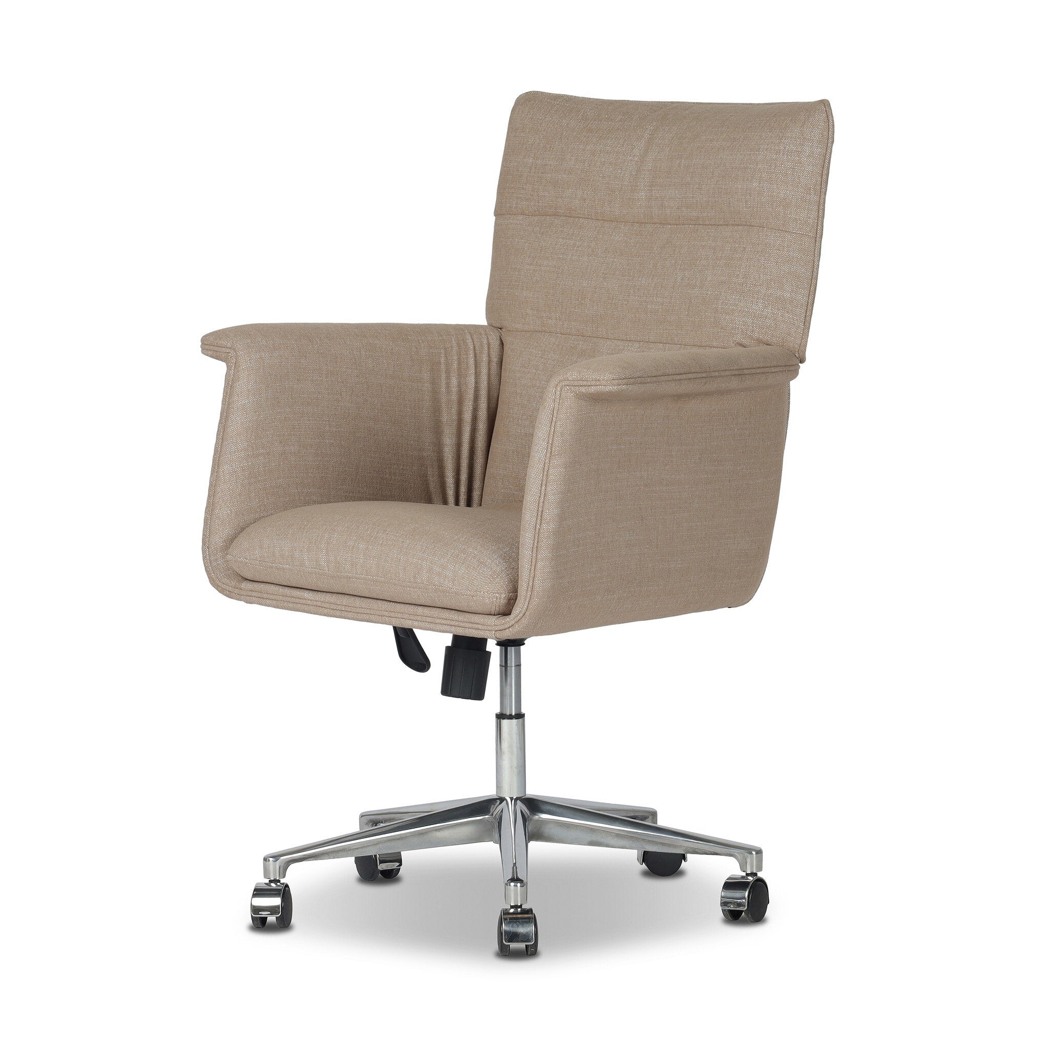 Four Hands Humphrey Desk Chair — Crypton Nomad Taupe-Polished Aluminum