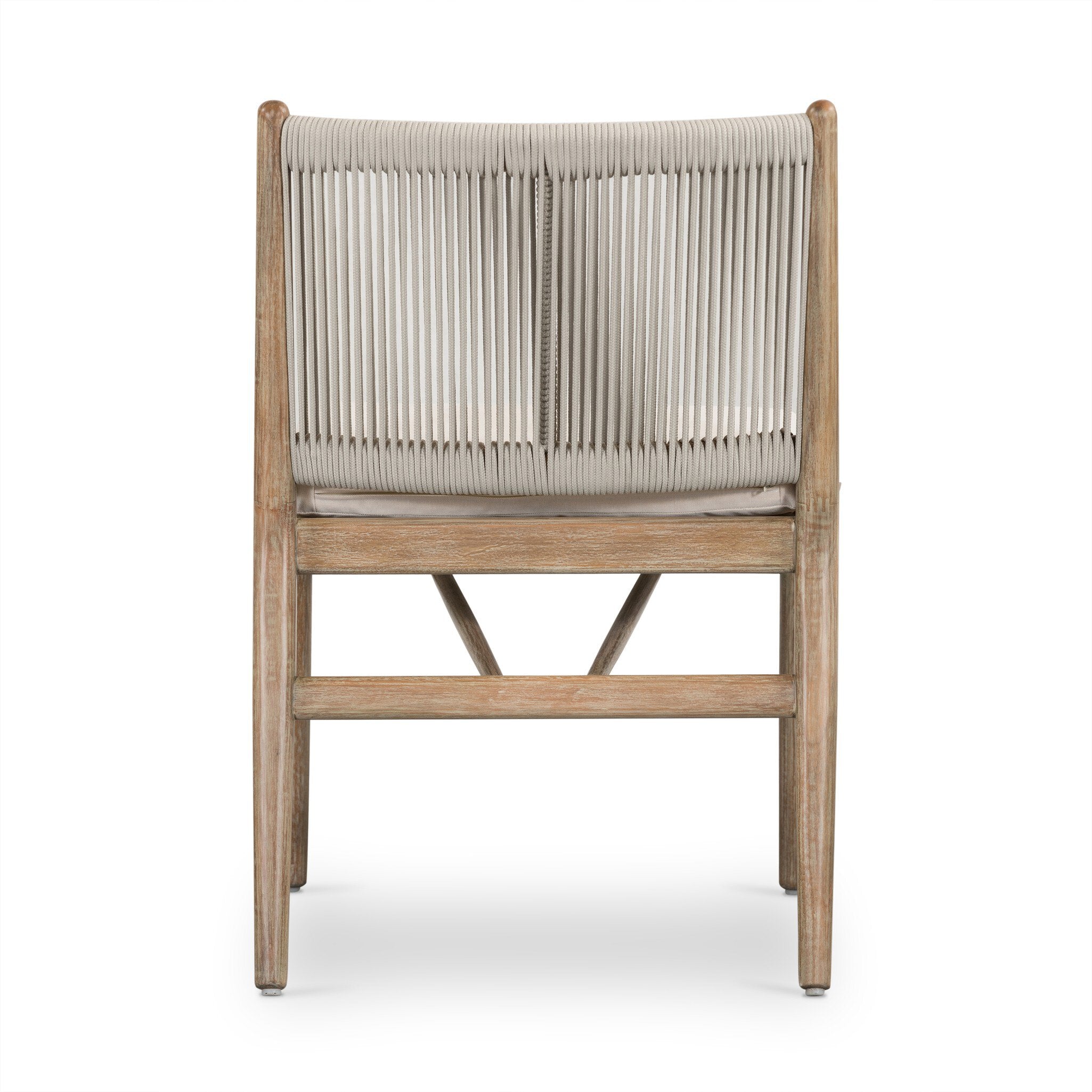 Four Hands Rosen Outdoor Dining Chair — Natural Eucalyptus FSC-Lakin Oat-Natural Rope