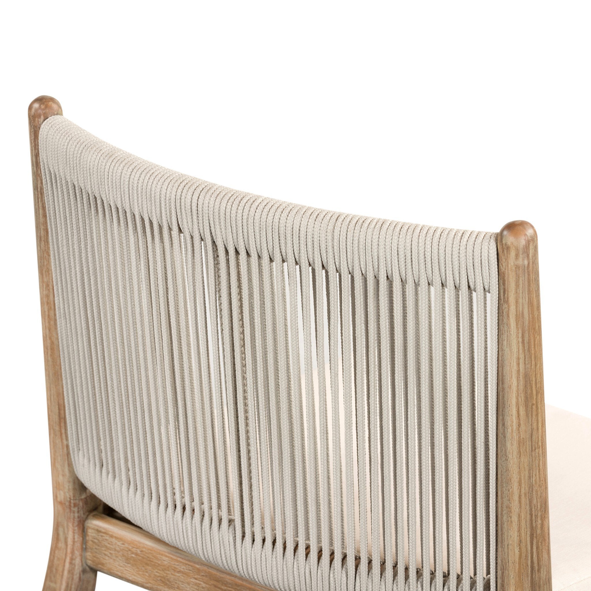 Four Hands Rosen Outdoor Dining Chair — Natural Eucalyptus FSC-Lakin Oat-Natural Rope