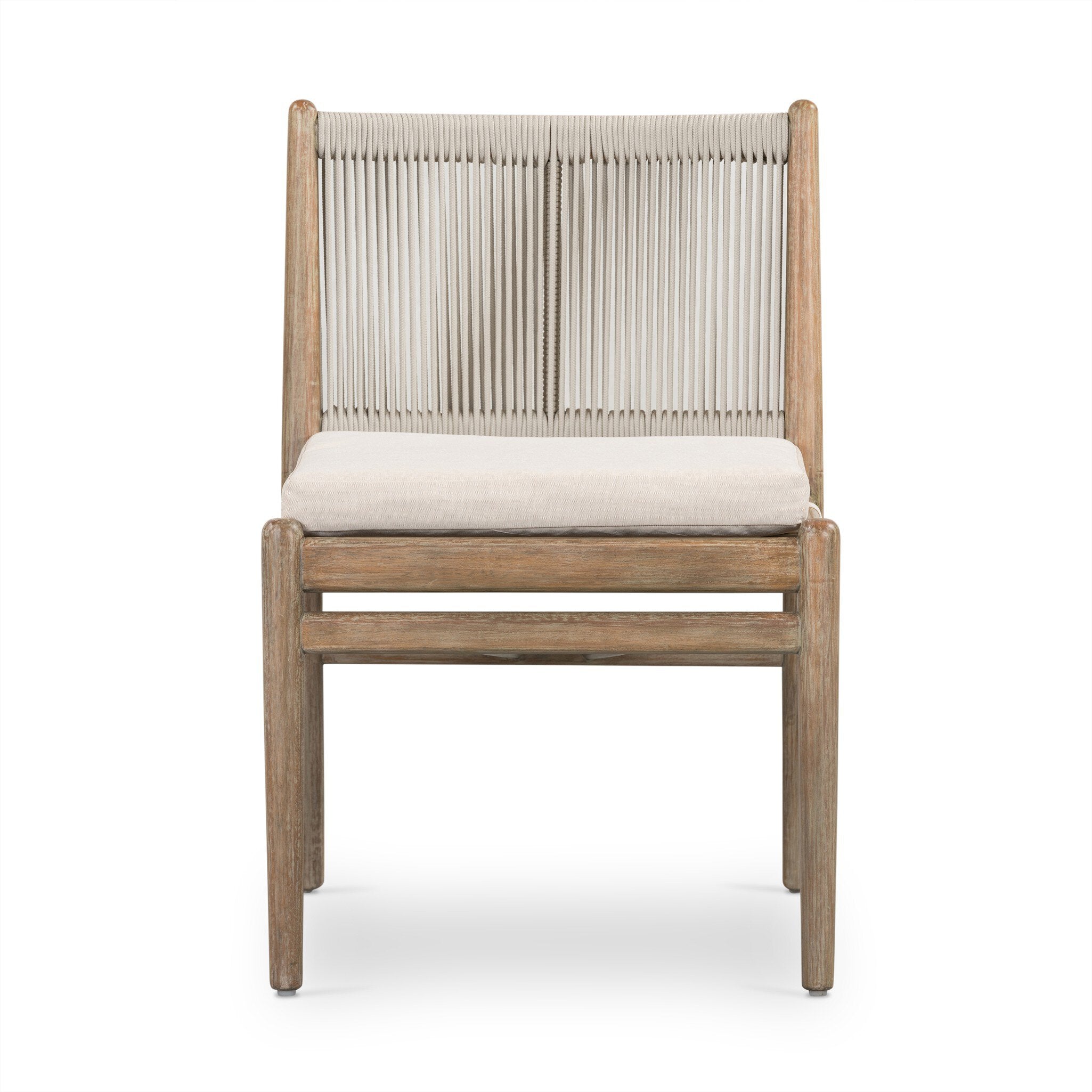 Four Hands Rosen Outdoor Dining Chair — Natural Eucalyptus FSC-Lakin Oat-Natural Rope