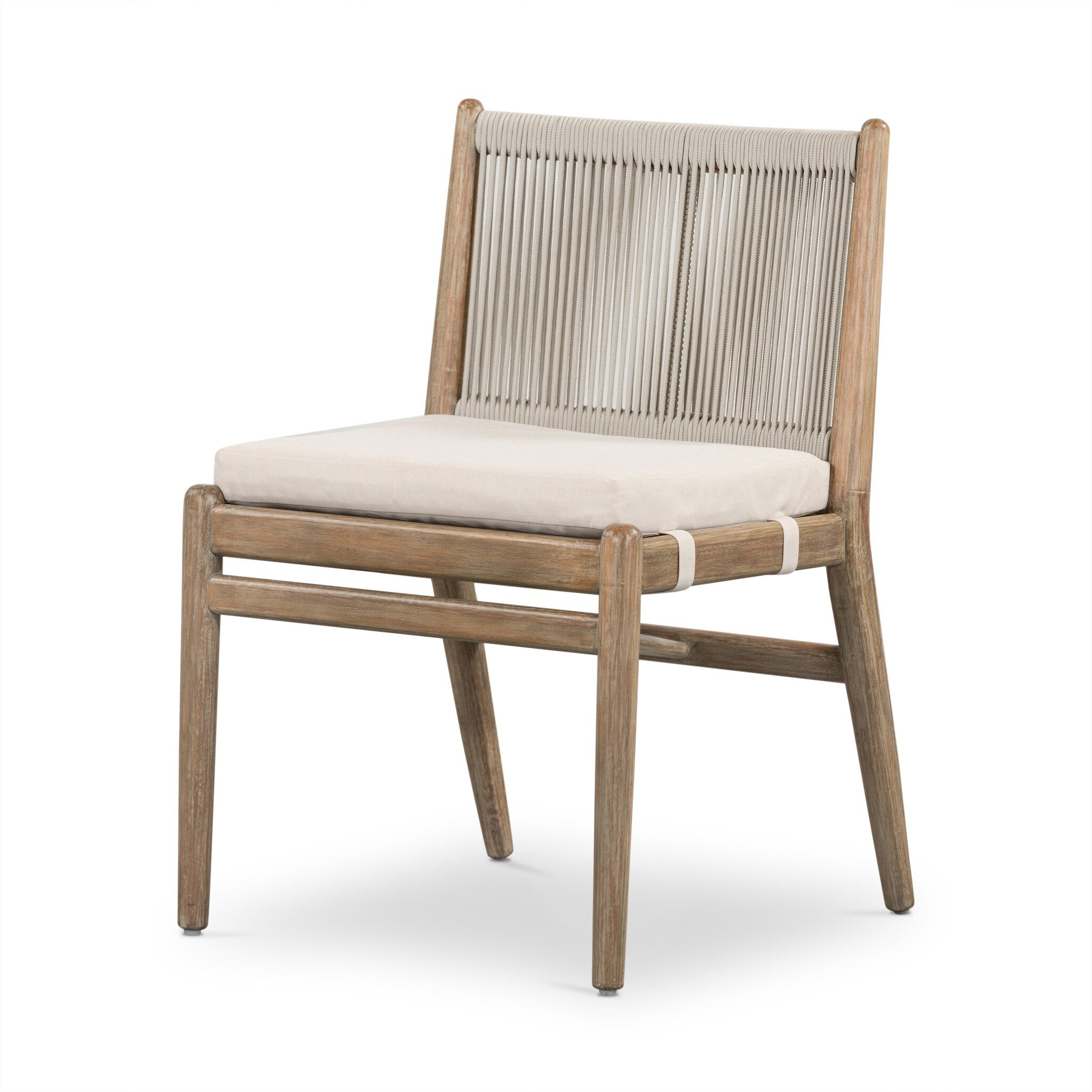 Four Hands Rosen Outdoor Dining Chair — Natural Eucalyptus FSC-Lakin Oat-Natural Rope