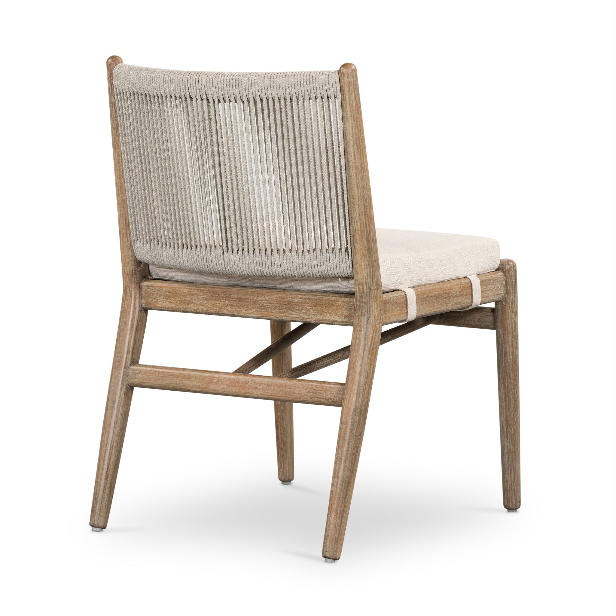 Four Hands Rosen Outdoor Dining Chair — Natural Eucalyptus FSC-Lakin Oat-Natural Rope