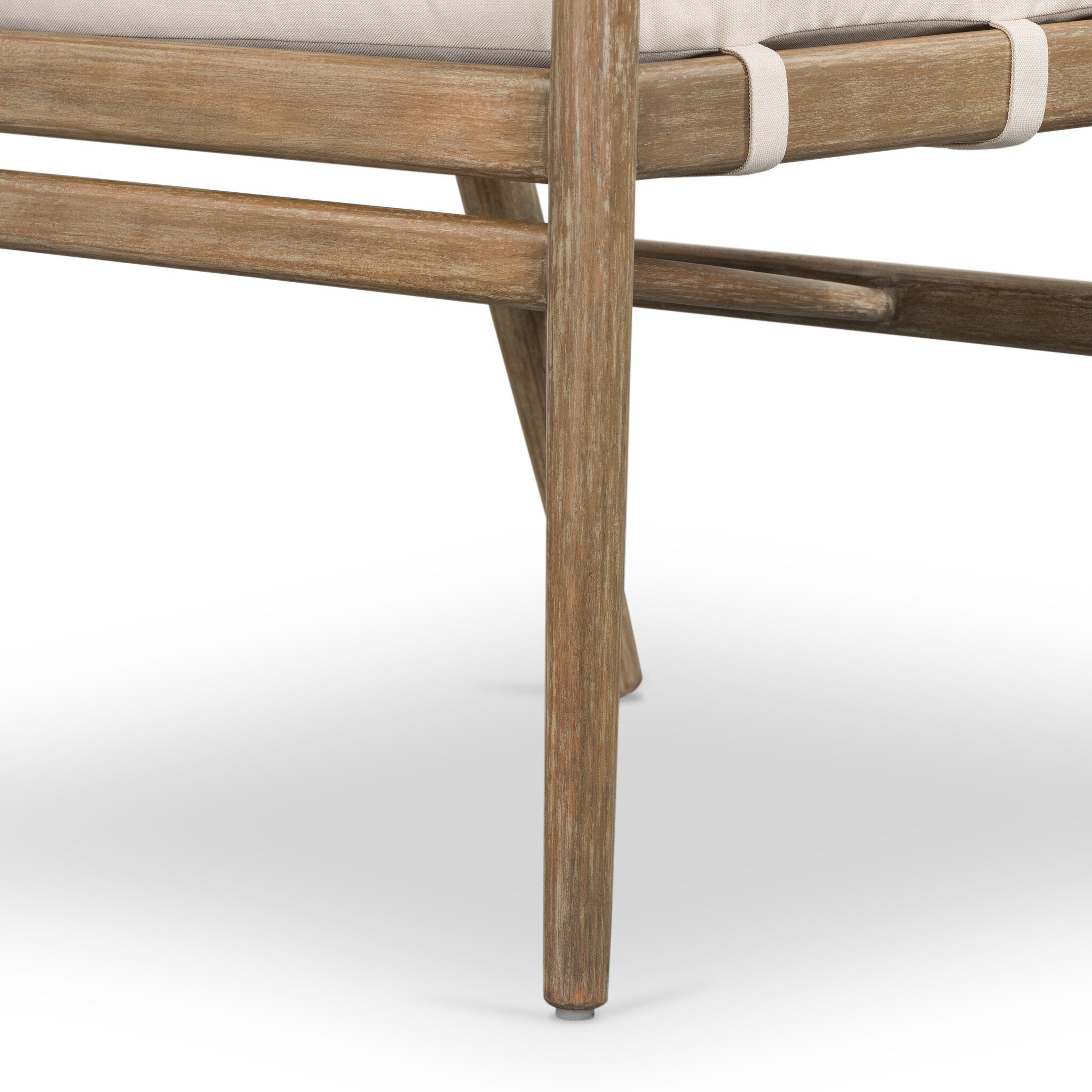 Four Hands Rosen Outdoor Dining Armchair — Natural Eucalyptus FSC-Lakin Oat-Natural Rope