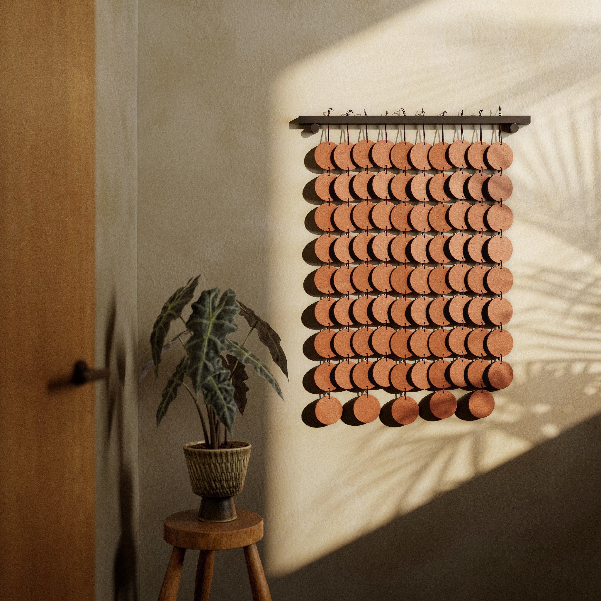 Four Hands Ceramic Wall Hanging — Terracotta-Antique Brown-Brown Rope