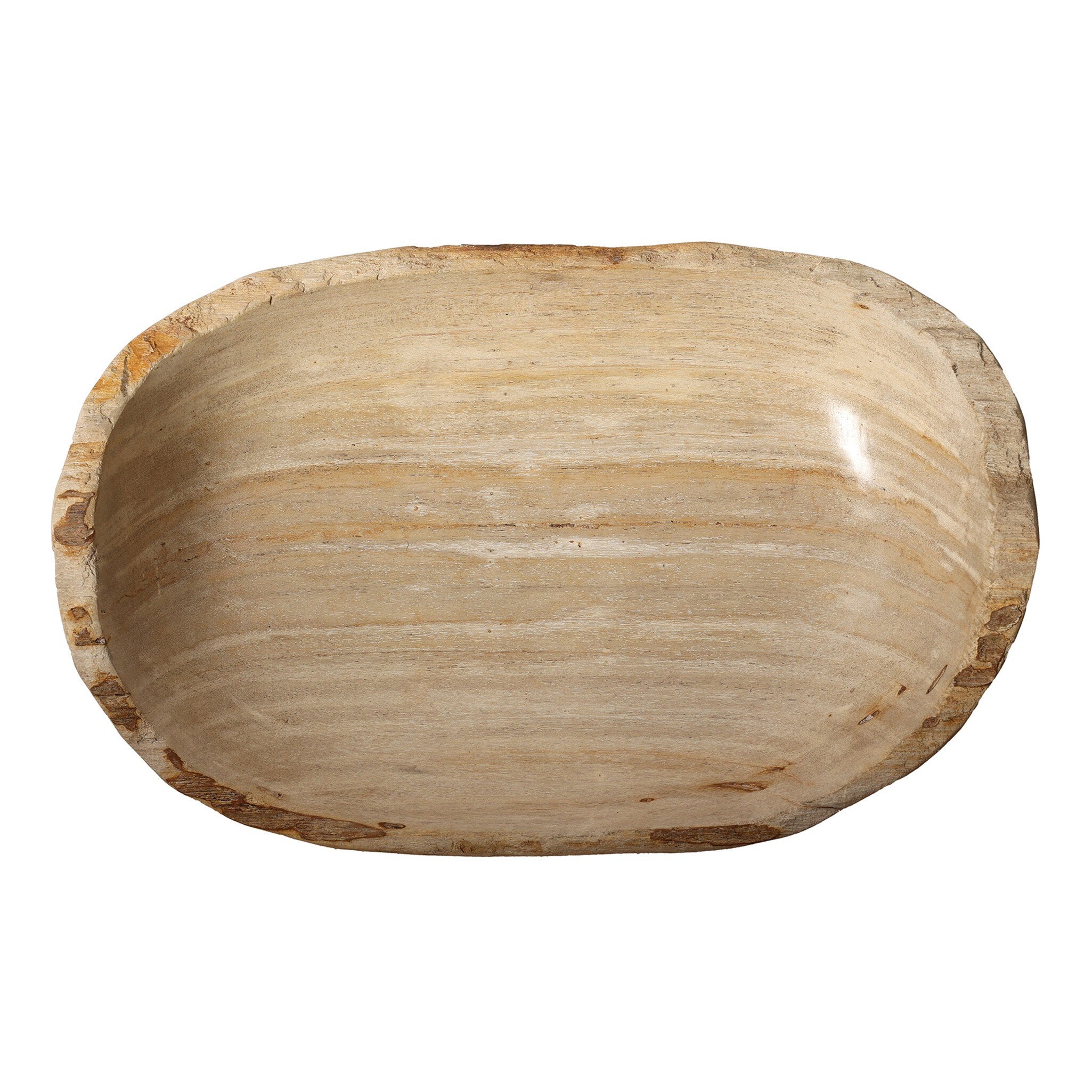 Four Hands Oval Petrified Wood Bowl — Light Petrified Wood