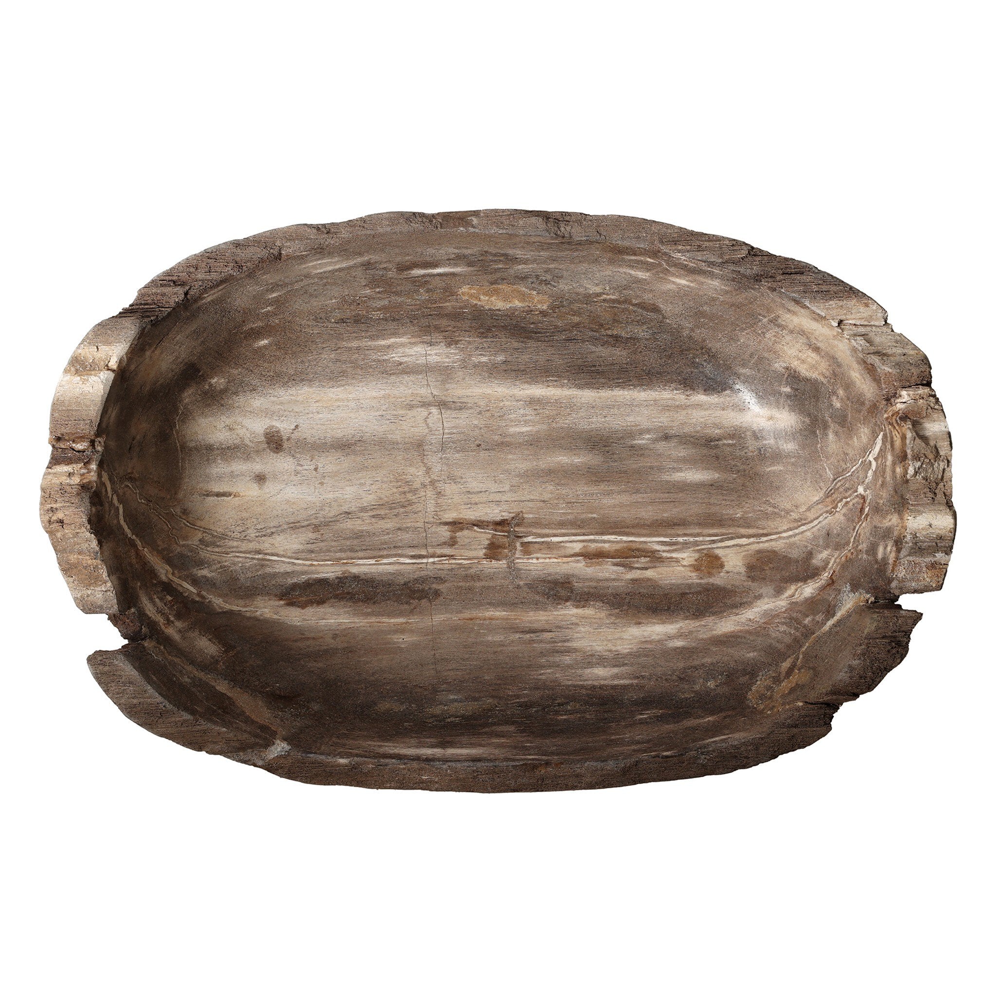 Four Hands Oval Petrified Wood Bowl — Light Petrified Wood
