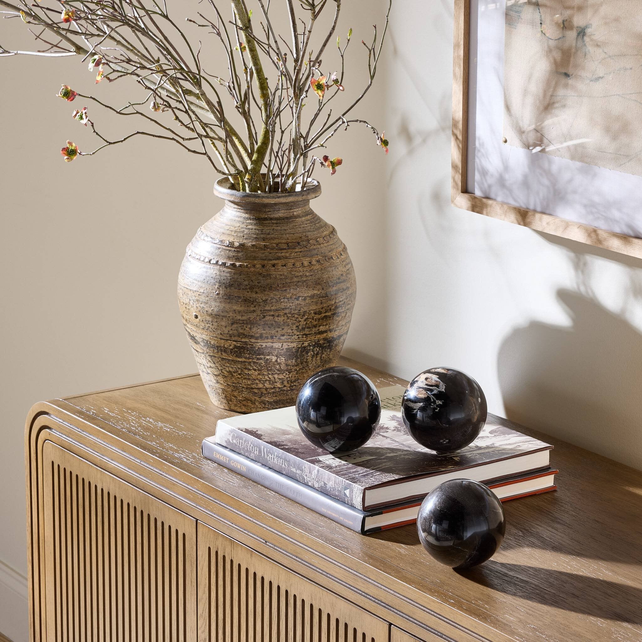 Four Hands Petrified Wood Balls, Set Of 3 — Dark Petrified Wood