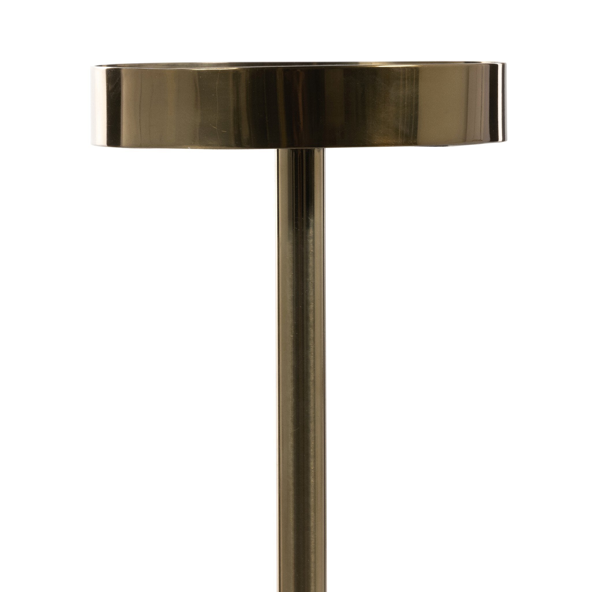 Four Hands Bevin End Table — Dark Petrified Wood-Shiny Brass