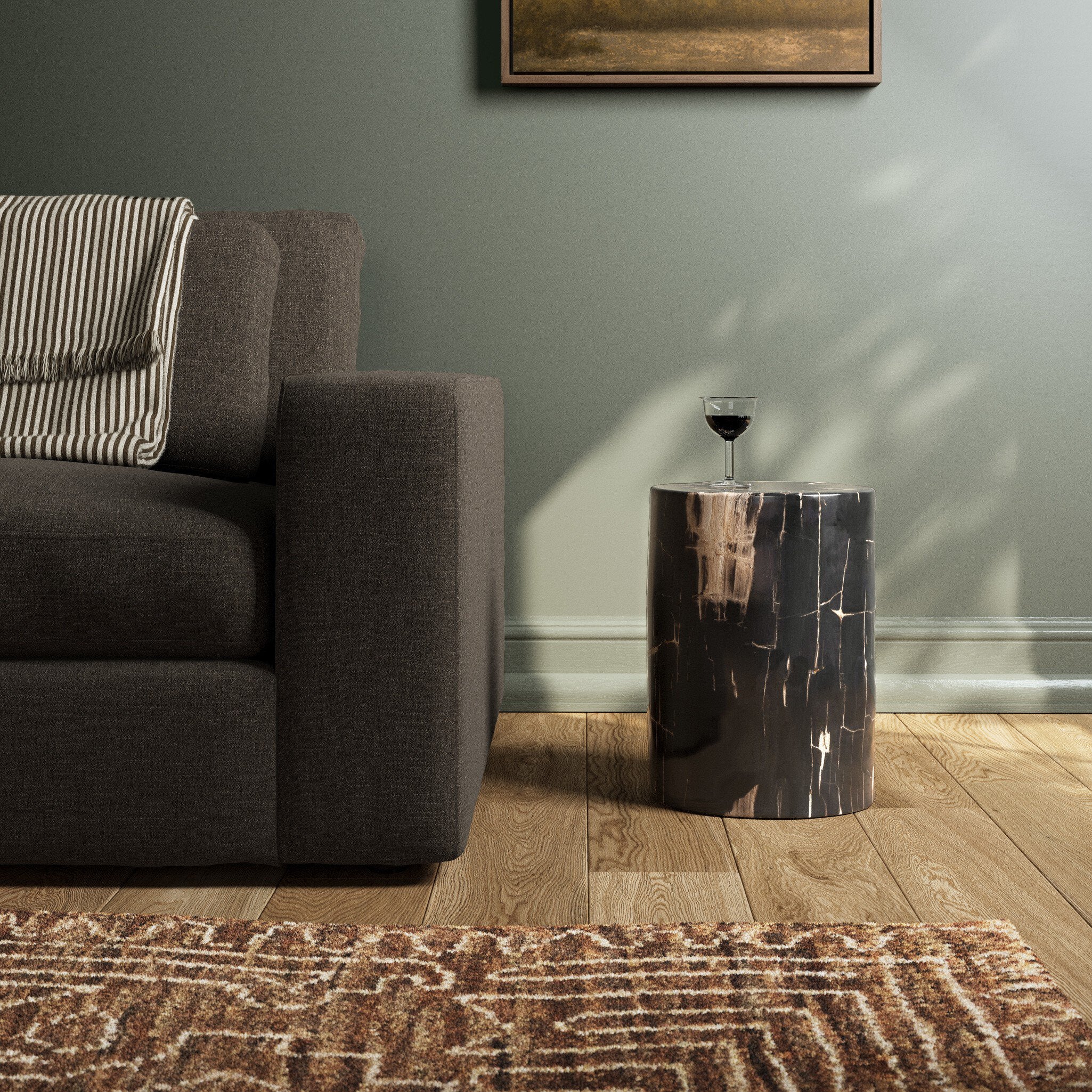 Four Hands Kos End Table — Dark Petrified Wood