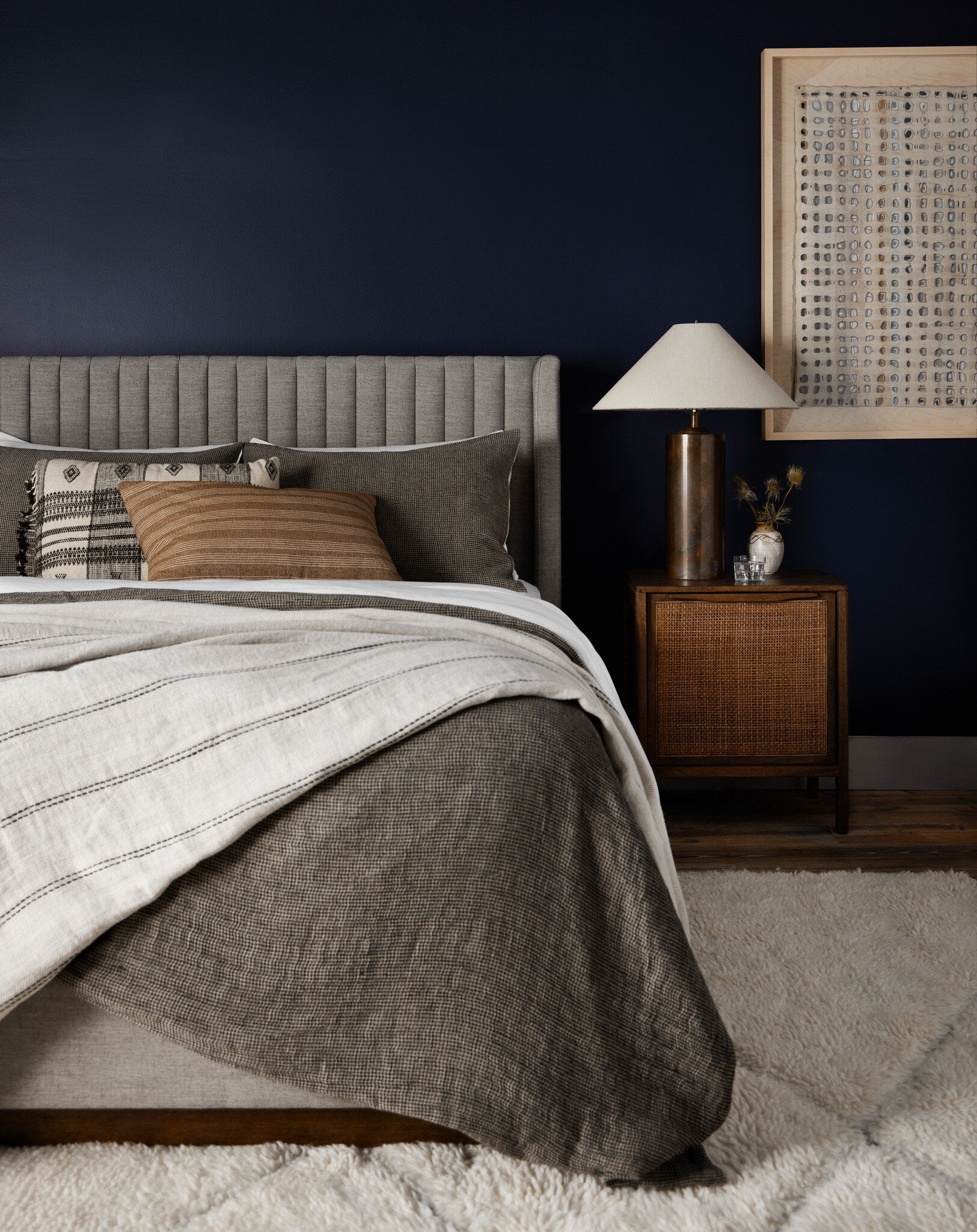 Four Hands Montgomery Bed — Savile Flannel-Weathered Sepia-Queen