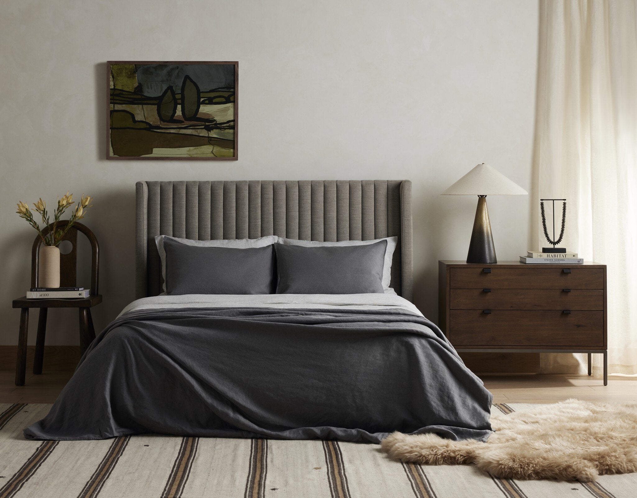 Four Hands Montgomery Bed — Savile Flannel-Weathered Sepia-King