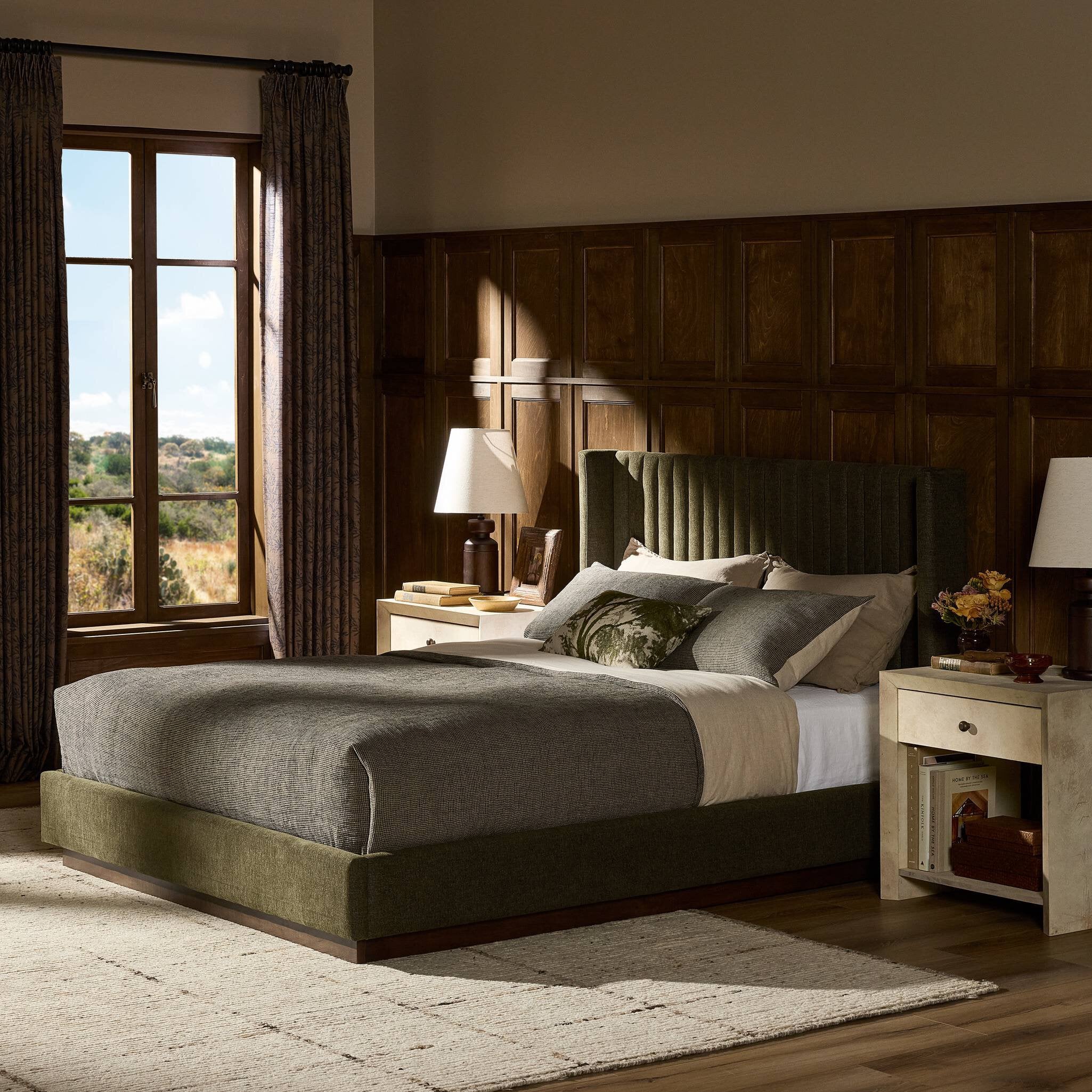 Four Hands Montgomery Bed — Sutton Olive-Almond-Queen