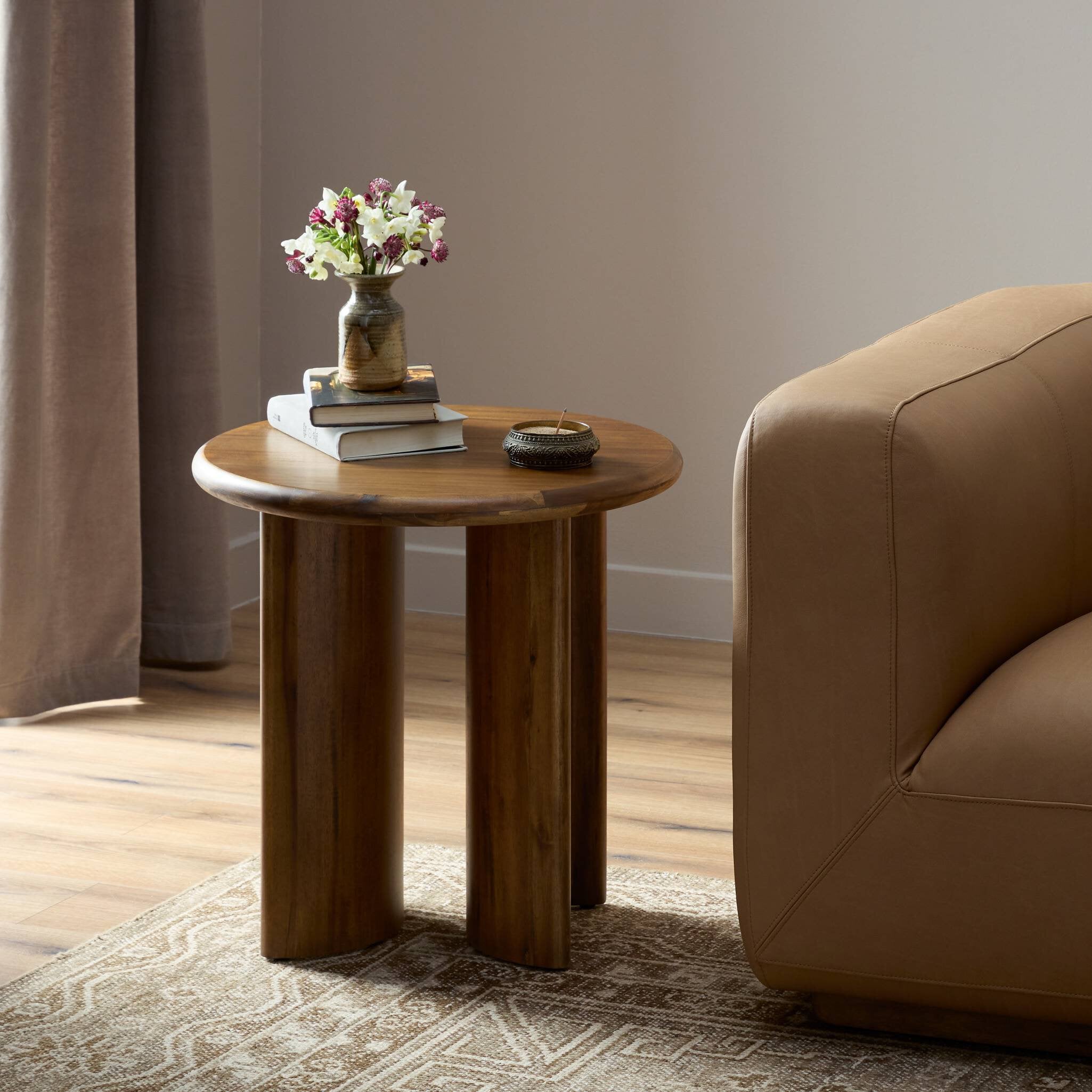 Four Hands Paden End Table — Seasoned Brown Acacia-Seasoned Brown Acacia Solid