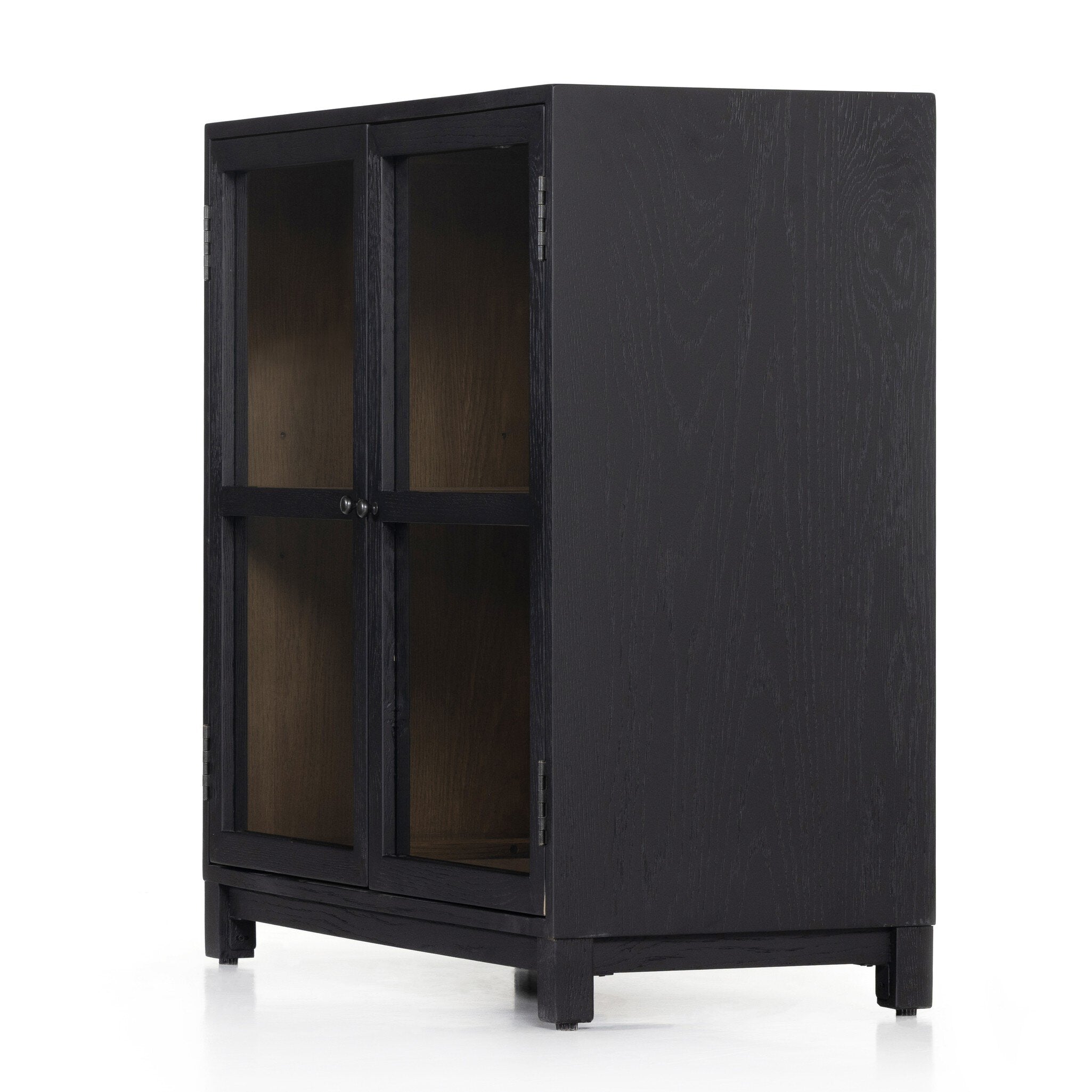 Four Hands Millie Small Cabinet — Drifted Matte Black-Drifted Oak Veneer-Antique Pewter