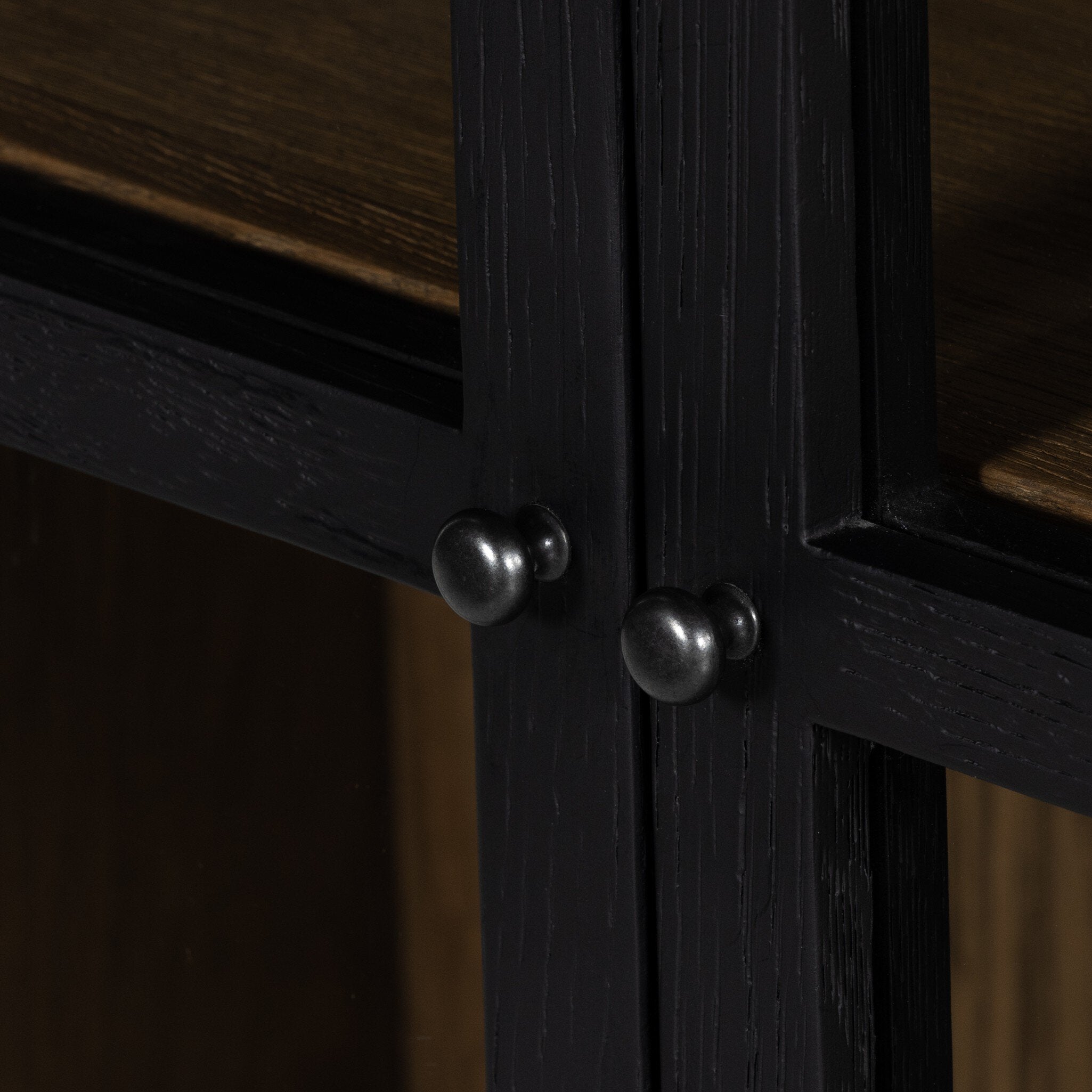 Four Hands Millie Small Cabinet — Drifted Matte Black-Drifted Oak Veneer-Antique Pewter
