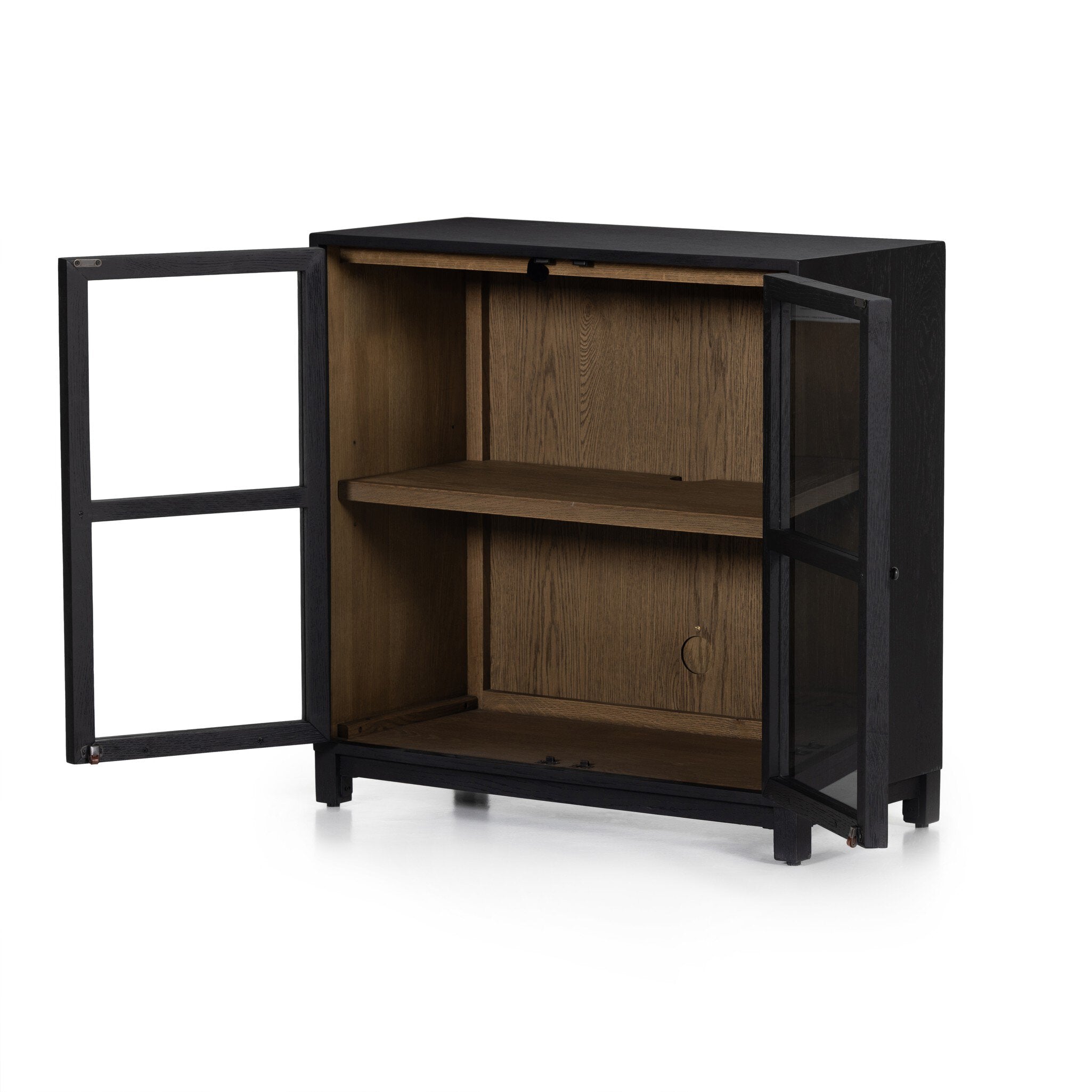 Four Hands Millie Small Cabinet — Drifted Matte Black-Drifted Oak Veneer-Antique Pewter