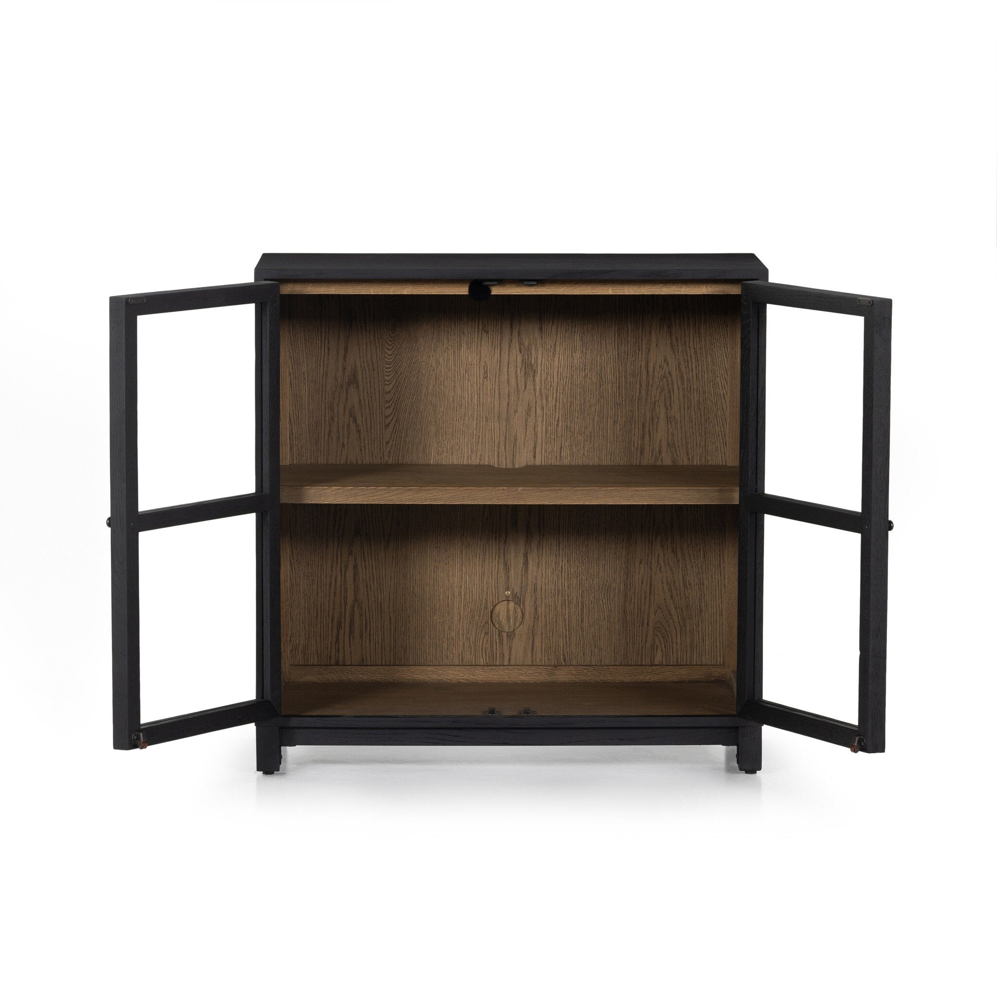 Four Hands Millie Small Cabinet — Drifted Matte Black-Drifted Oak Veneer-Antique Pewter