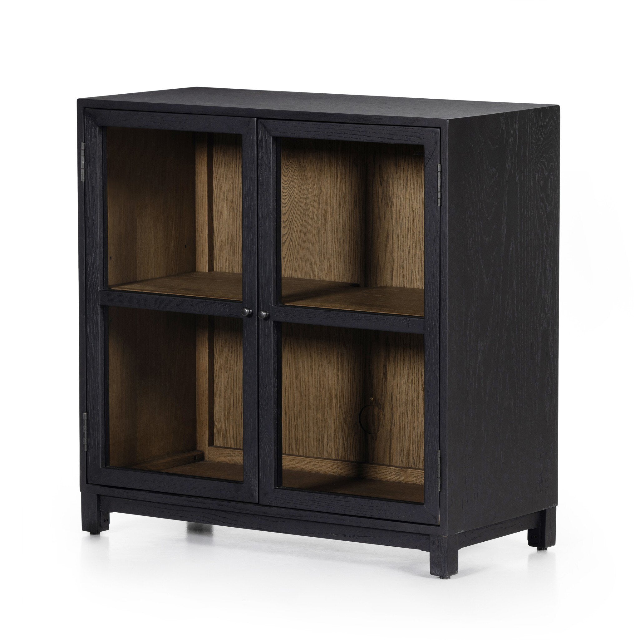 Four Hands Millie Small Cabinet — Drifted Matte Black-Drifted Oak Veneer-Antique Pewter