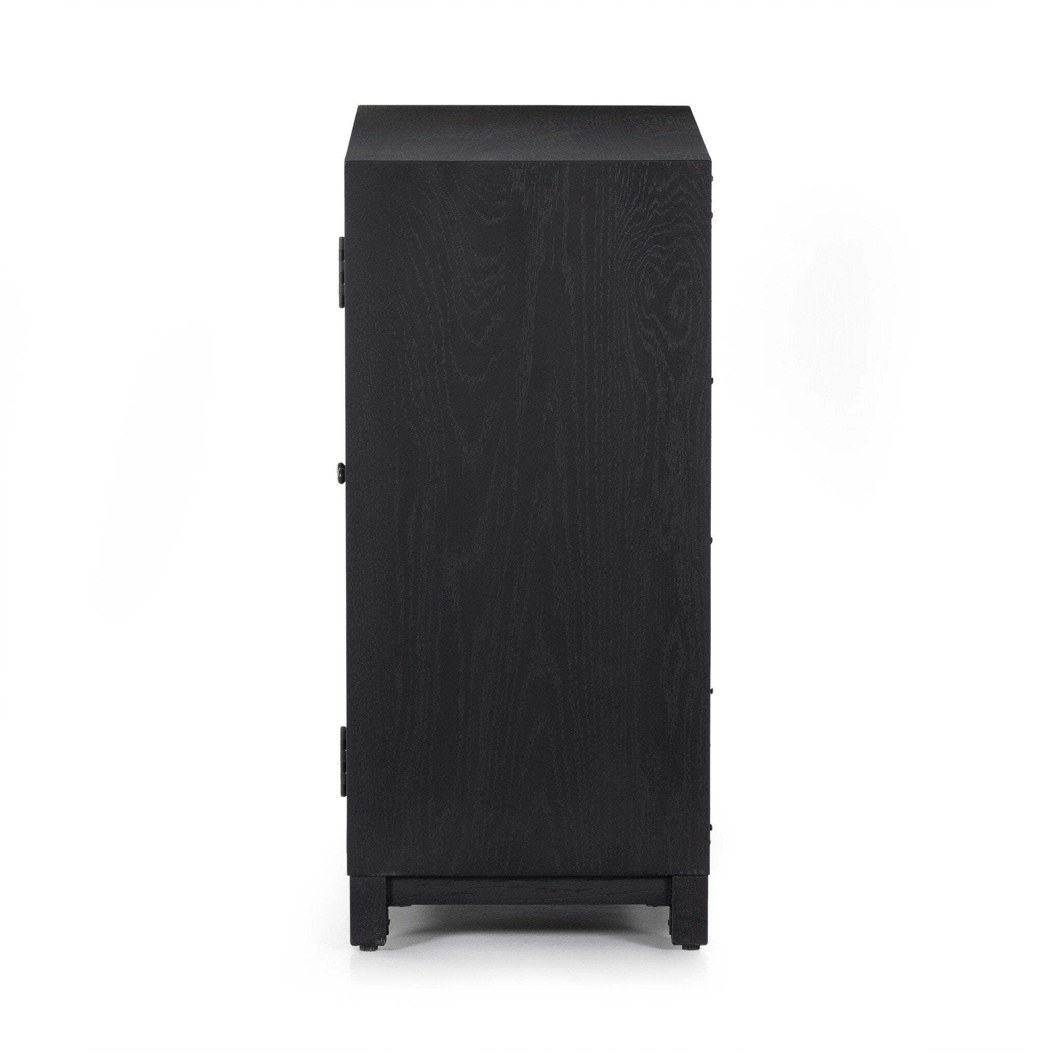 Four Hands Millie Small Cabinet — Drifted Matte Black-Drifted Oak Veneer-Antique Pewter