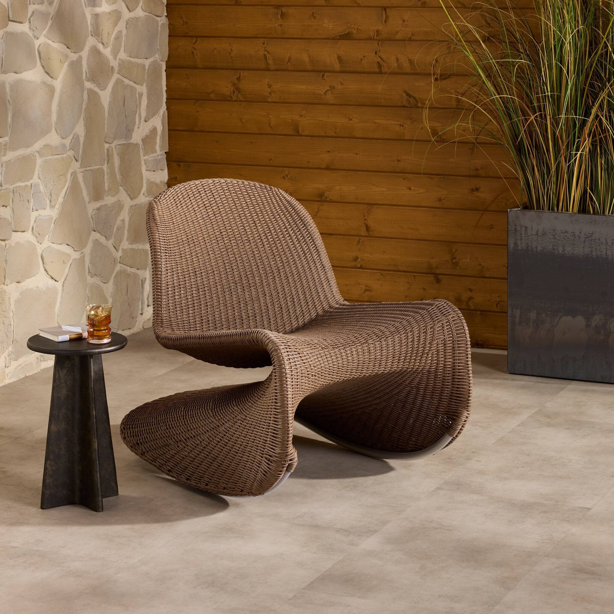 Four Hands Portia Outdoor Rocking Chair — Tanned Weave