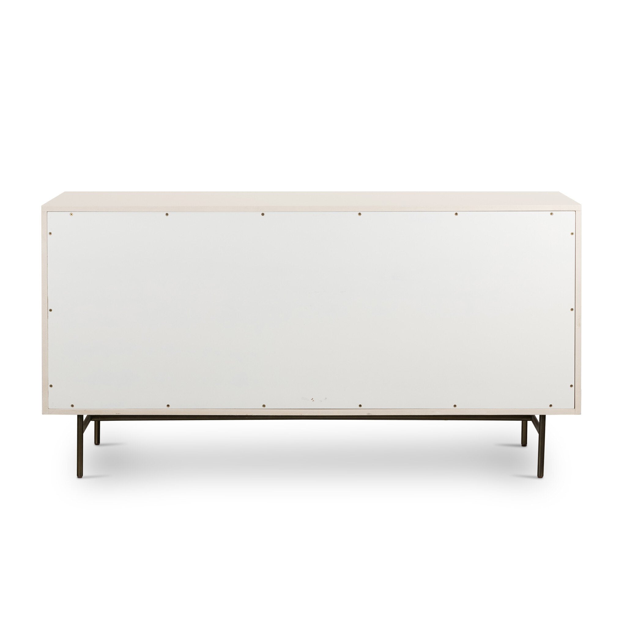 Four Hands Luella 6 Drawer Dresser — Matte Alabaster-Aged Brass-Light Natural Cane