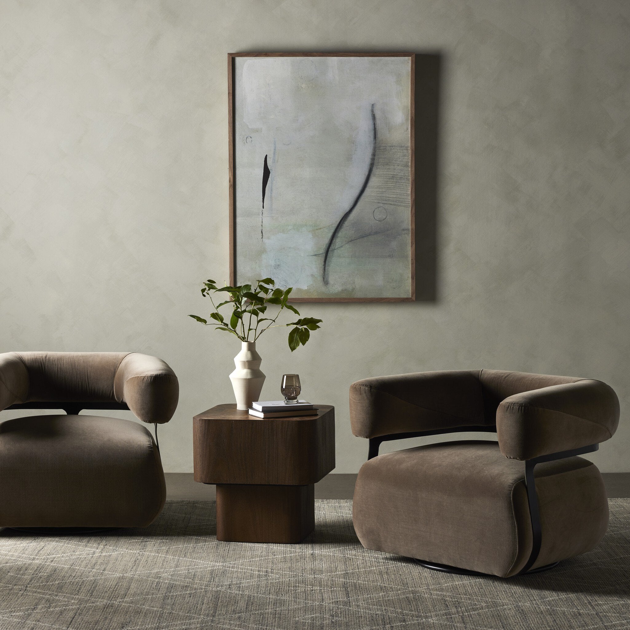 Four Hands Gareth Swivel Chair — Surrey Fossil-Carbon Ebony