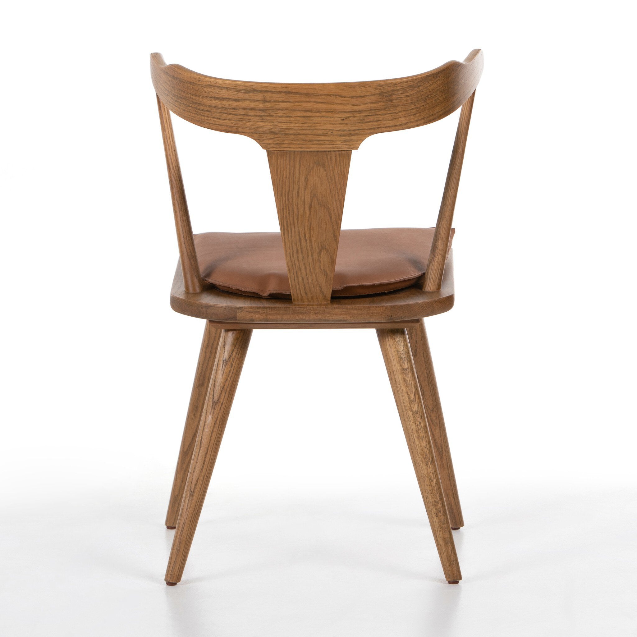 Four Hands Ripley Dining Chair — Sandy Oak-Whiskey Saddle-Ivory Backing
