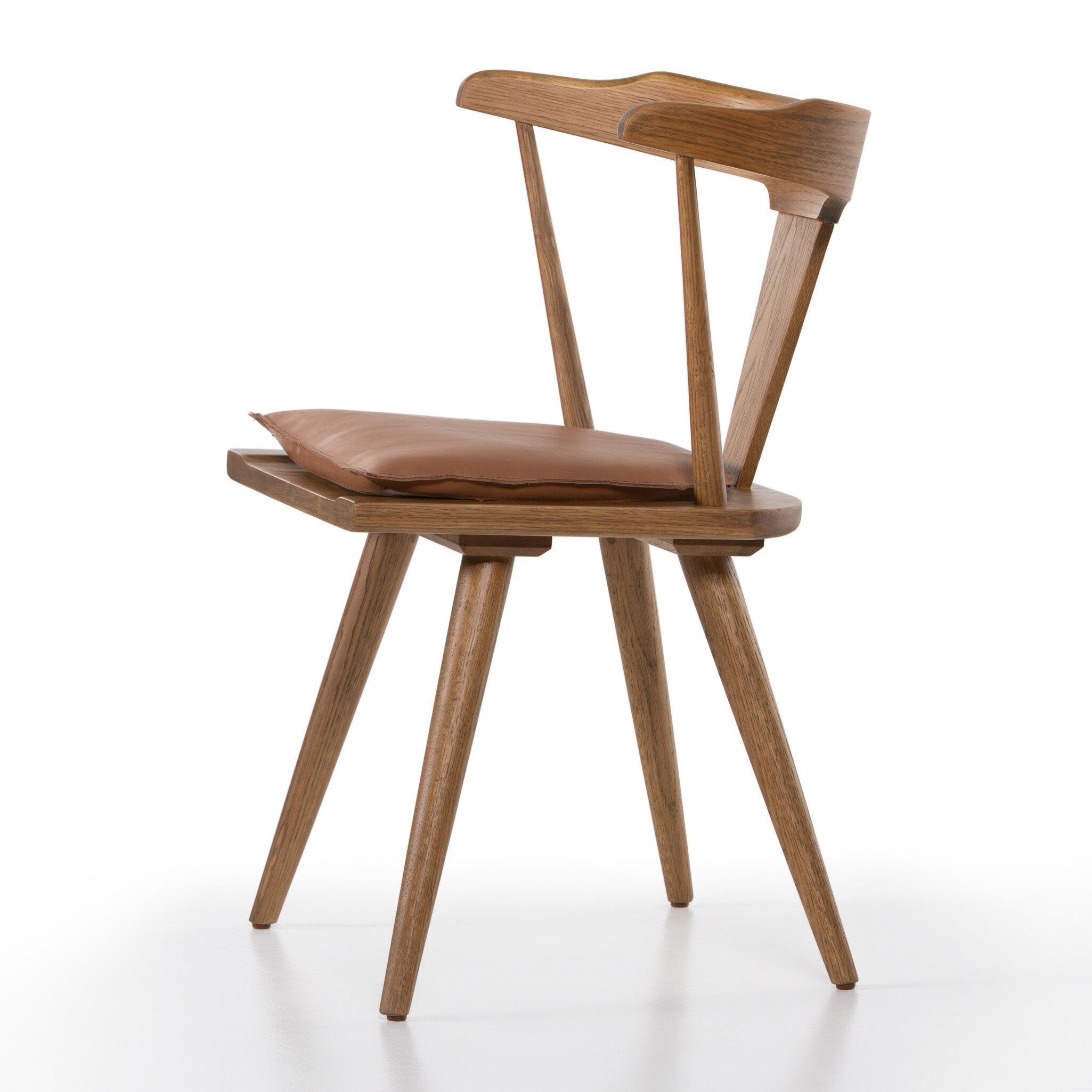 Four Hands Ripley Dining Chair — Sandy Oak-Whiskey Saddle-Ivory Backing