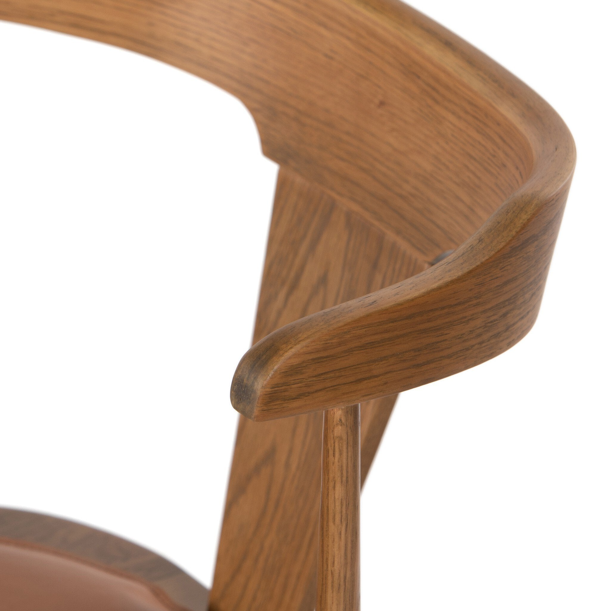 Four Hands Ripley Dining Chair — Sandy Oak-Whiskey Saddle-Ivory Backing