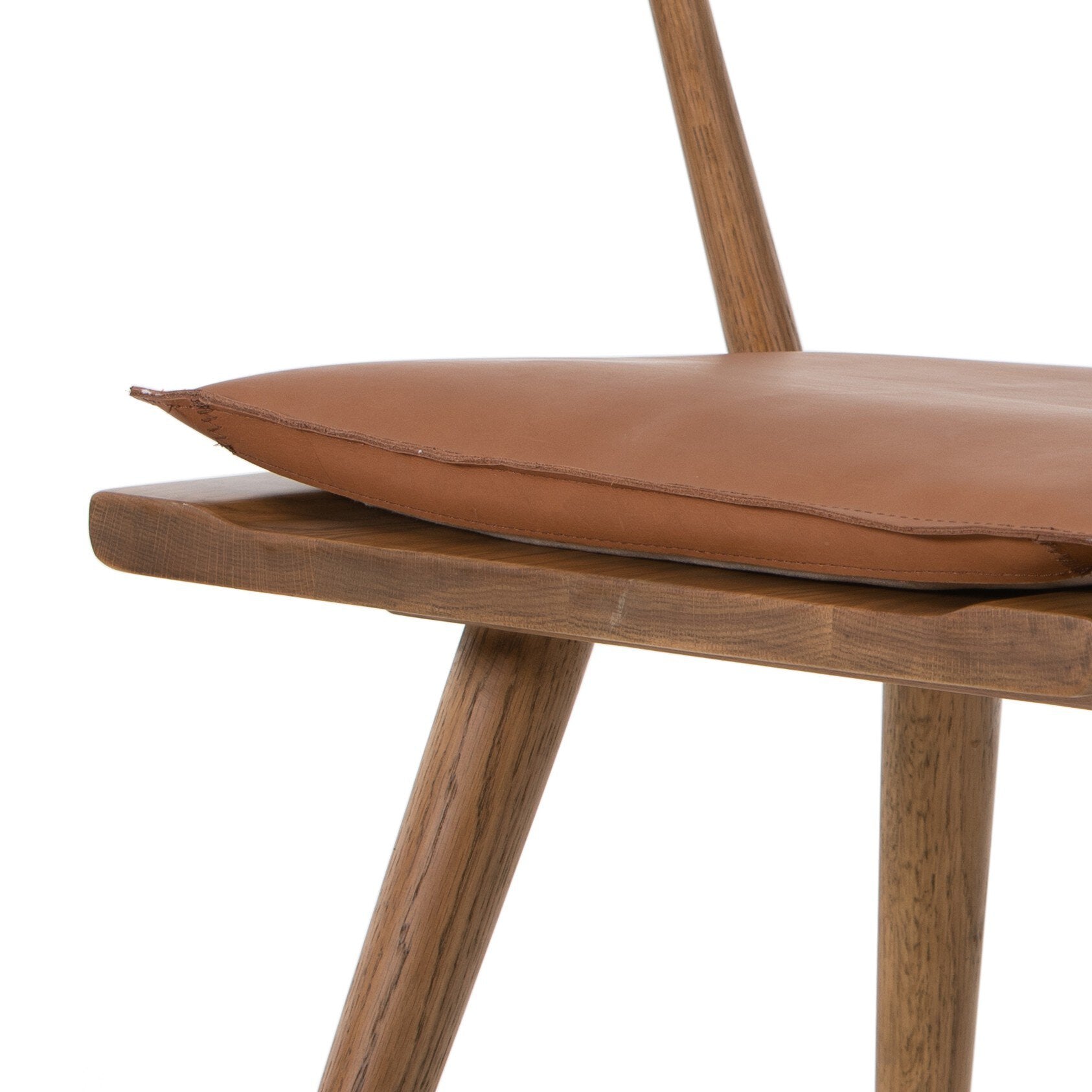 Four Hands Ripley Dining Chair — Sandy Oak-Whiskey Saddle-Ivory Backing