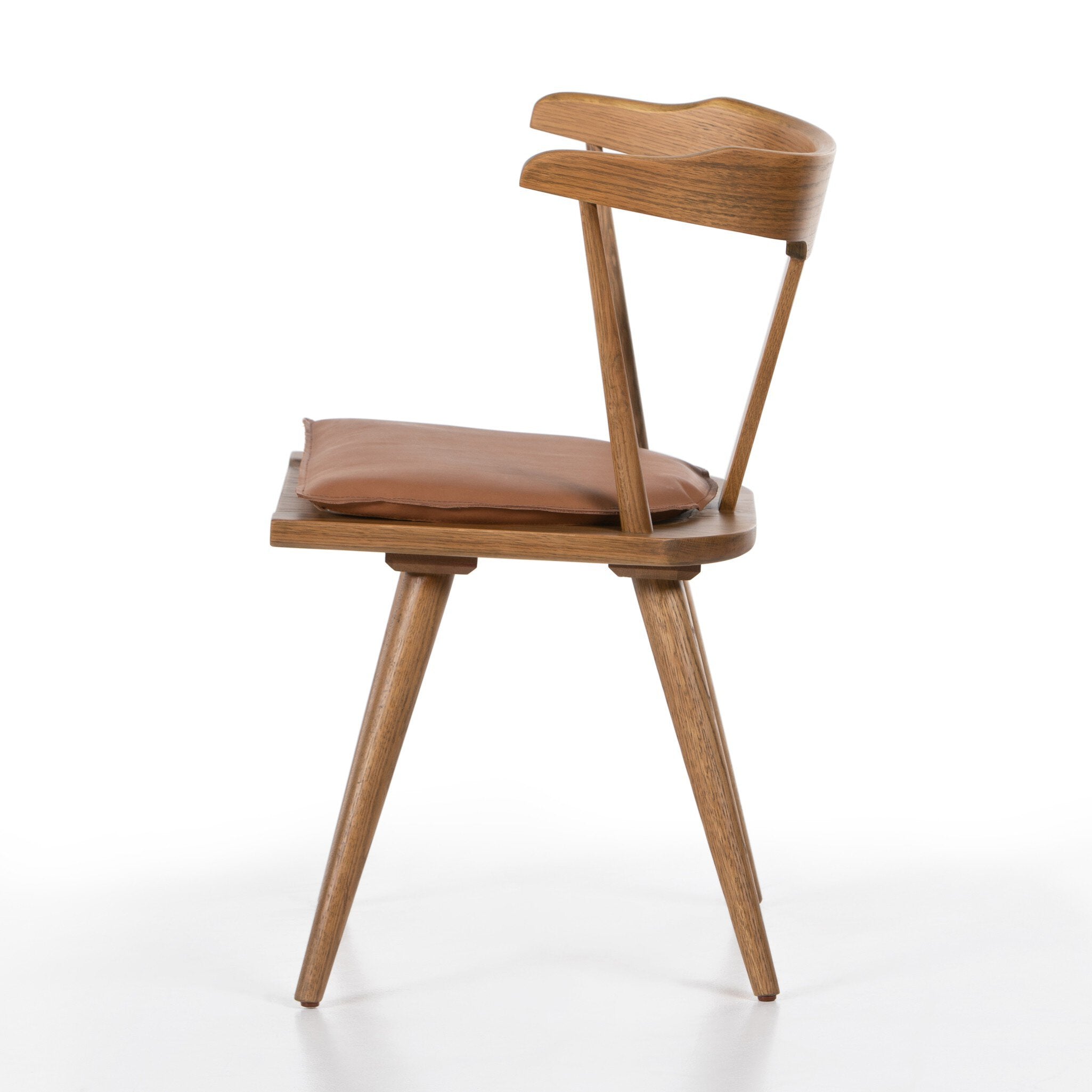 Four Hands Ripley Dining Chair — Sandy Oak-Whiskey Saddle-Ivory Backing