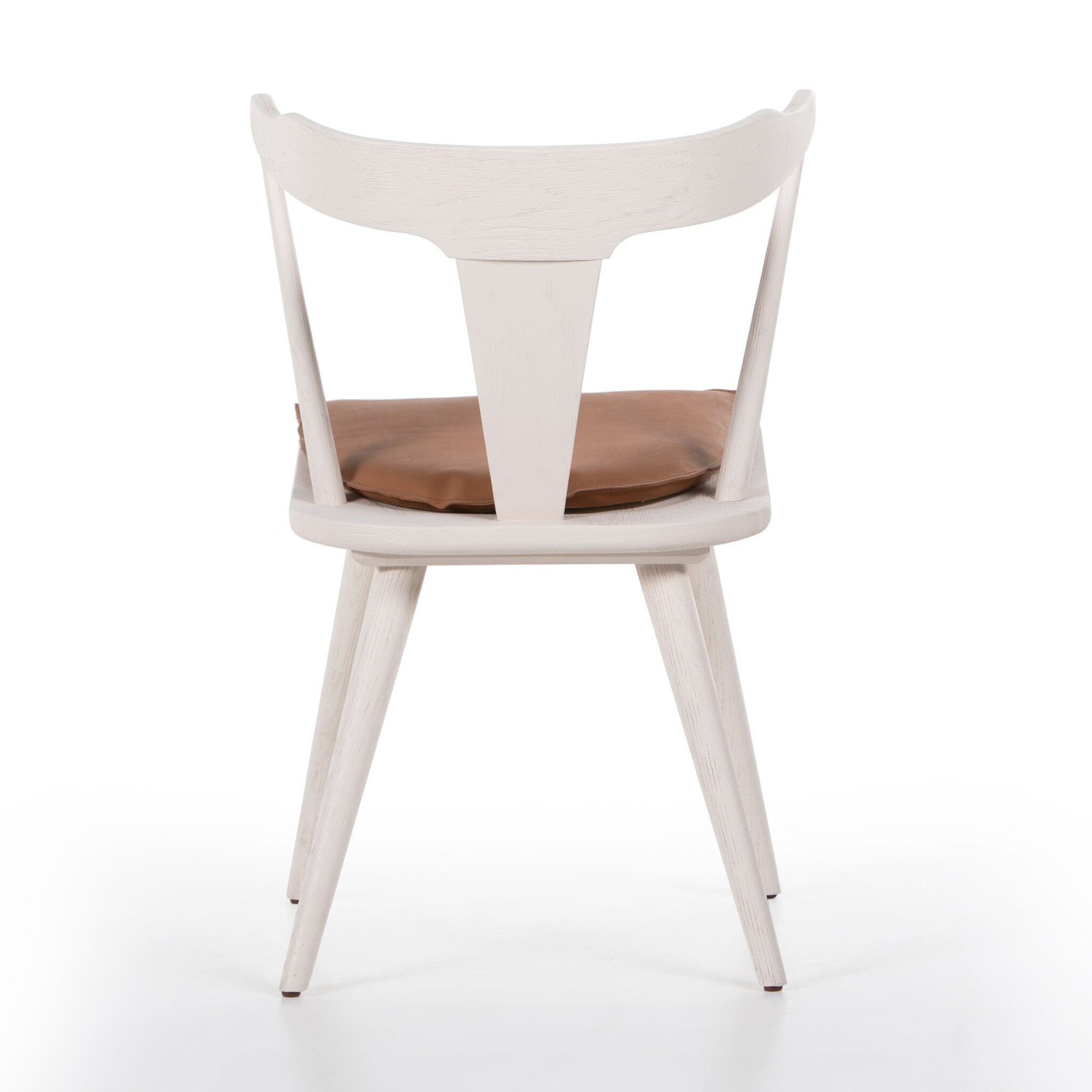 Four Hands Ripley Dining Chair — Off White Oak Solid-Whiskey Saddle-Ivory Backing