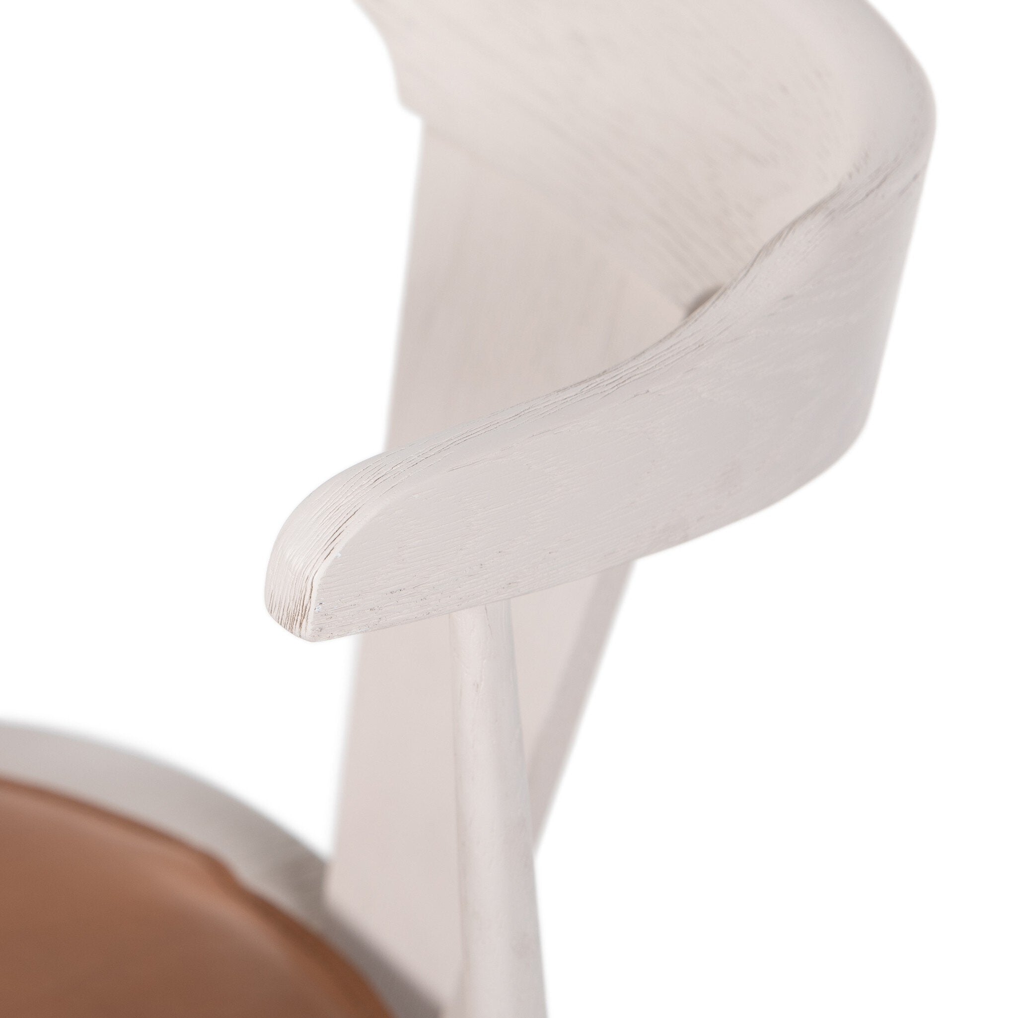 Four Hands Ripley Dining Chair — Off White Oak Solid-Whiskey Saddle-Ivory Backing