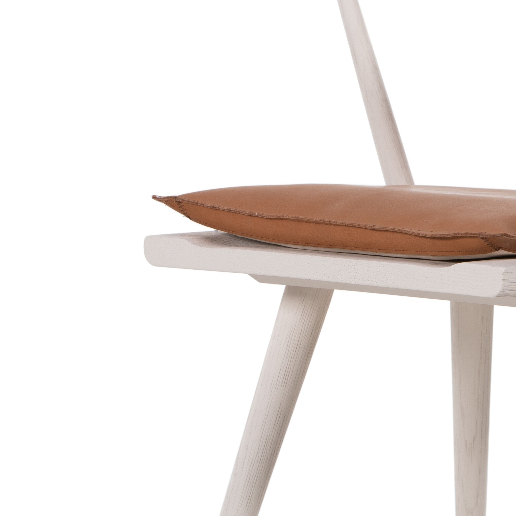 Four Hands Ripley Dining Chair — Off White Oak Solid-Whiskey Saddle-Ivory Backing