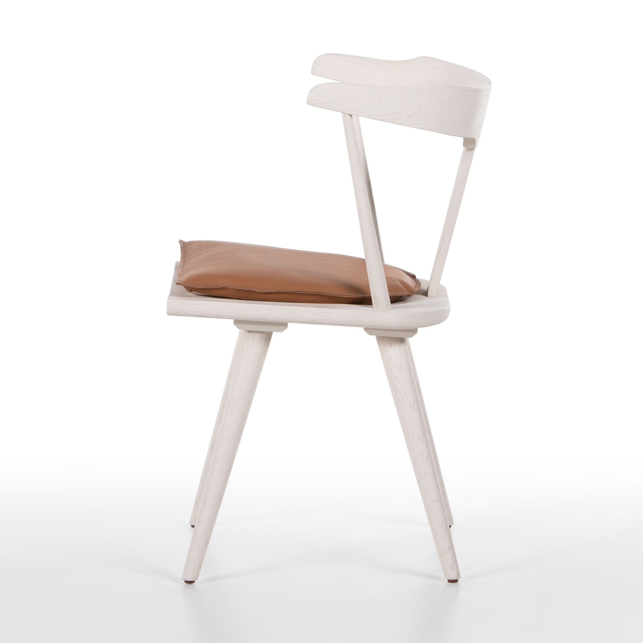 Four Hands Ripley Dining Chair — Off White Oak Solid-Whiskey Saddle-Ivory Backing