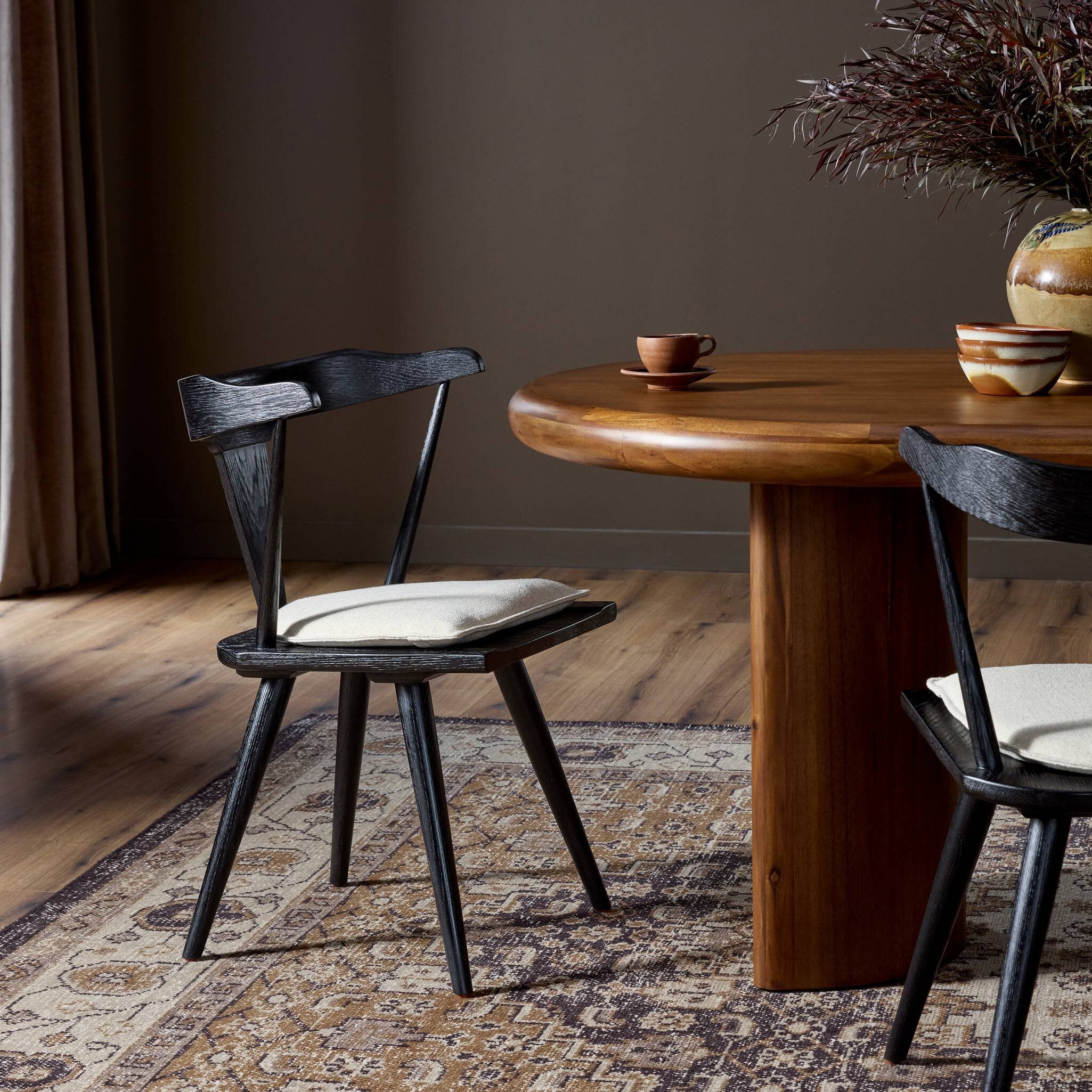 Four Hands Ripley Dining Chair — Black Oak-Antwerp Natural-Black Oak Veneer